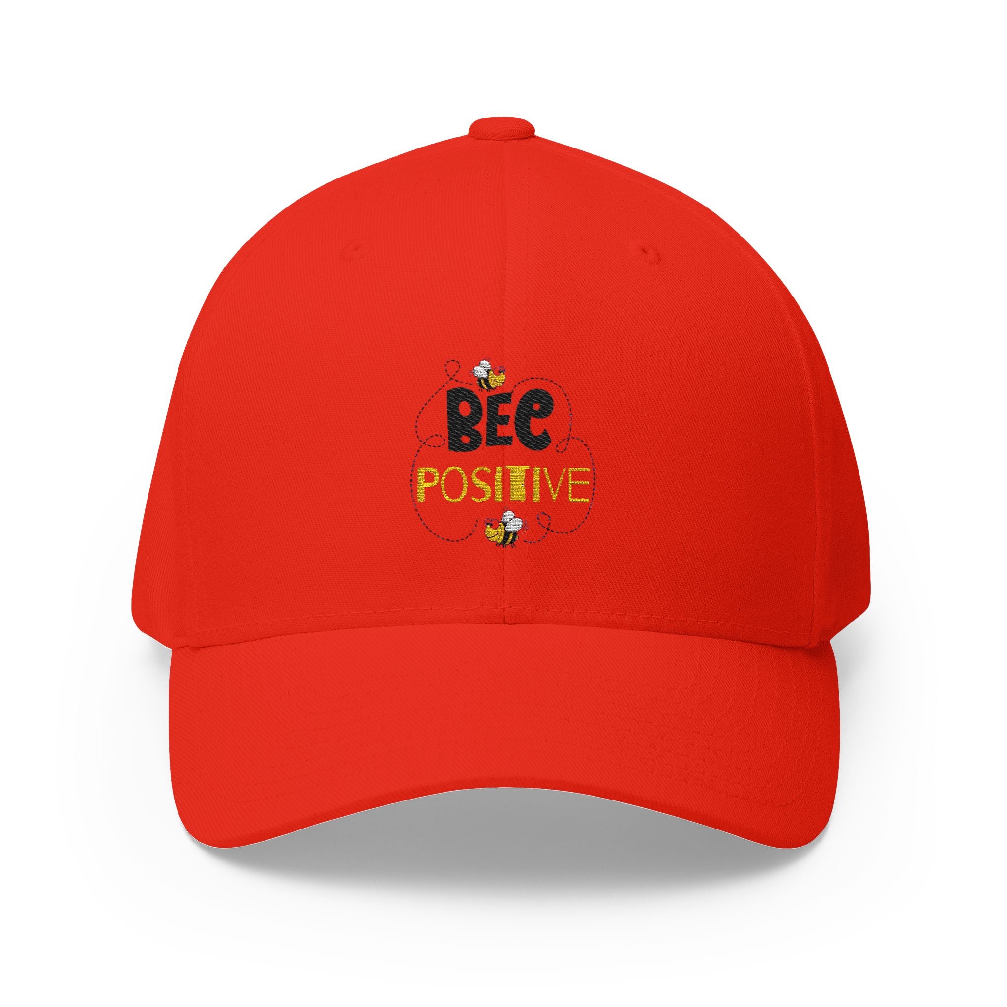 Bee Positive Embroidered Closed-Back Structured Cap