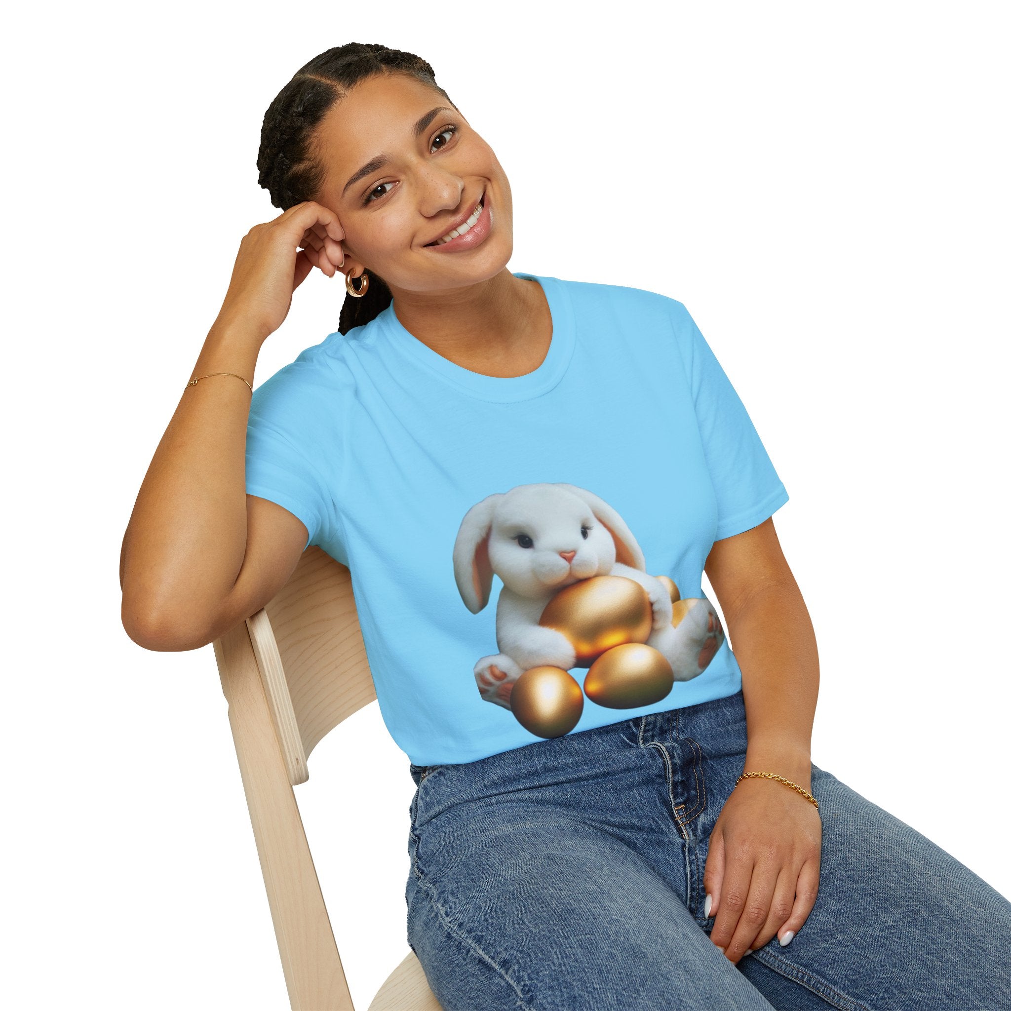 Easter Bunny And His Golden Eggs Unisex Softstyle T-Shirt
