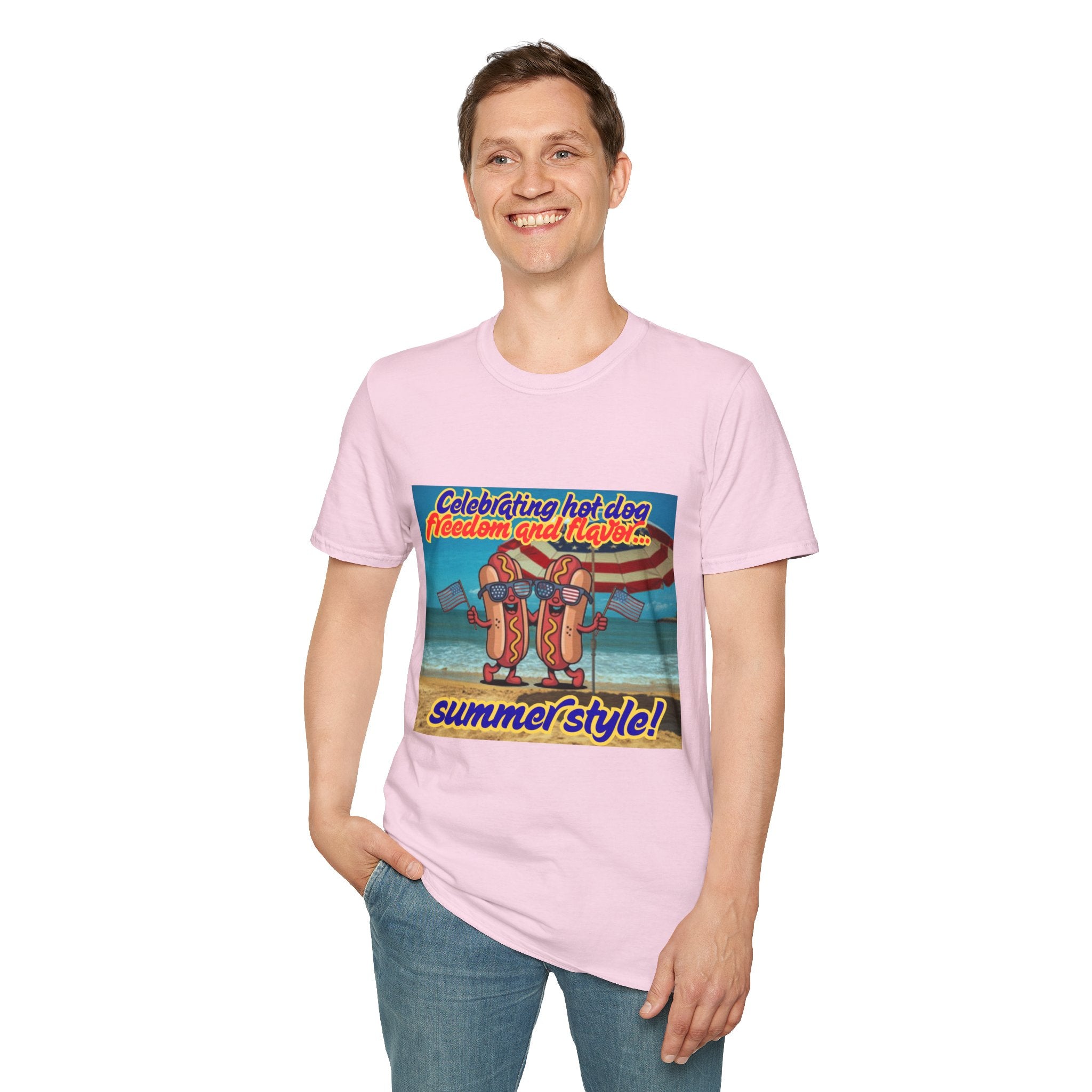 Celebrating Hot Dog Freedom And Flavor Summer Style! Unisex Softstyle T-Shirt