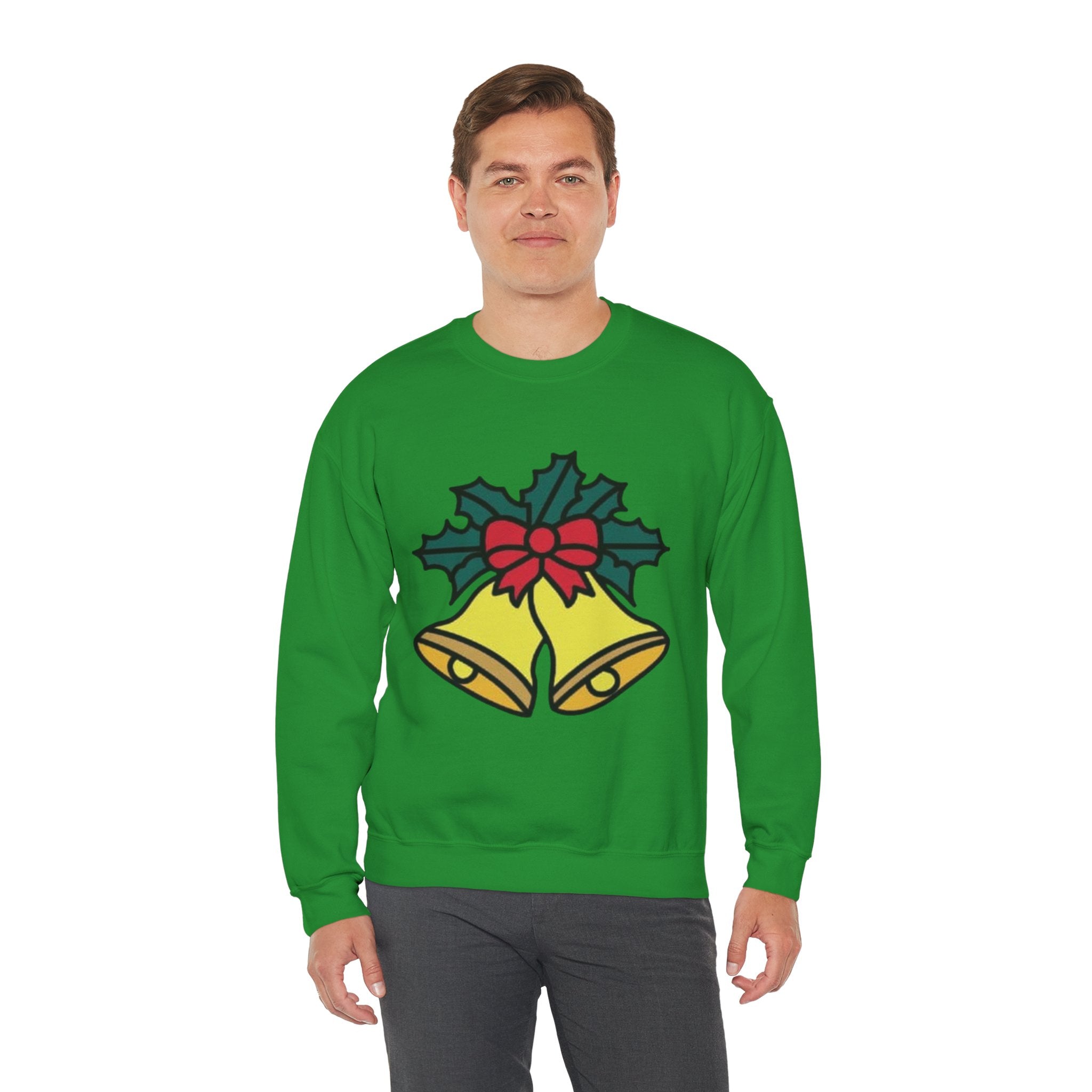 Festive Holiday Bells & Holly Unisex Heavy Blend™ Crewneck Sweatshirt