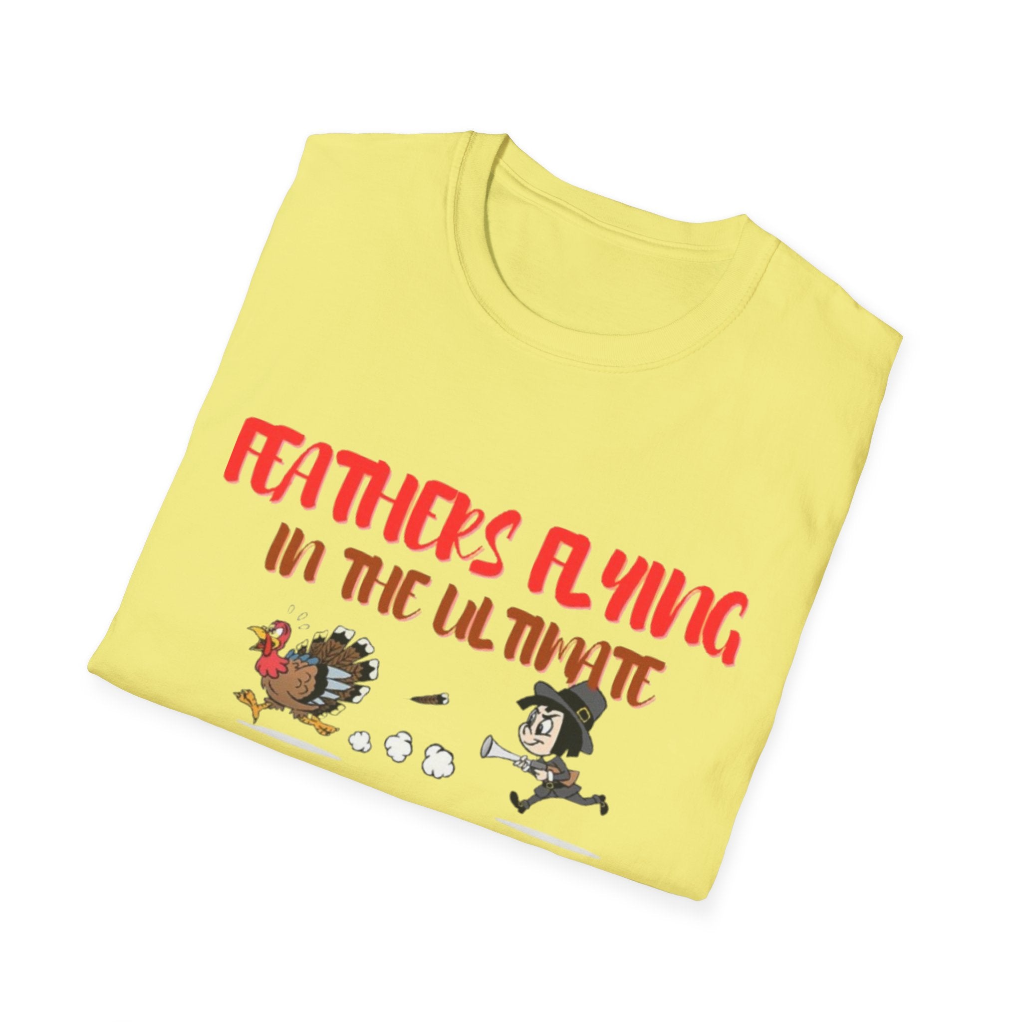 Feathers Flying In The Ultimate Thanksgiving Showdown Unisex Softstyle T-Shirt