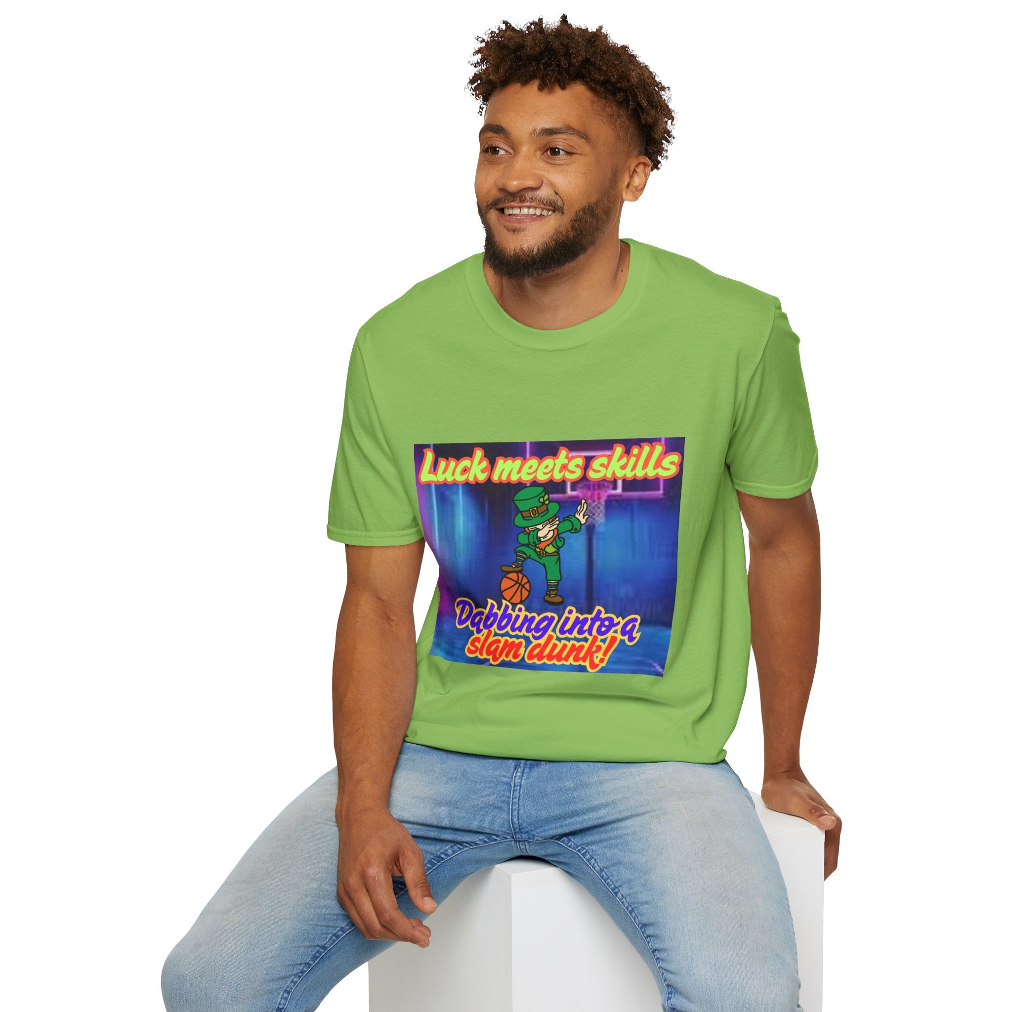 Luck Meets Skills Dabbing Into A Slam Dunk! Unisex Softstyle T-Shirt