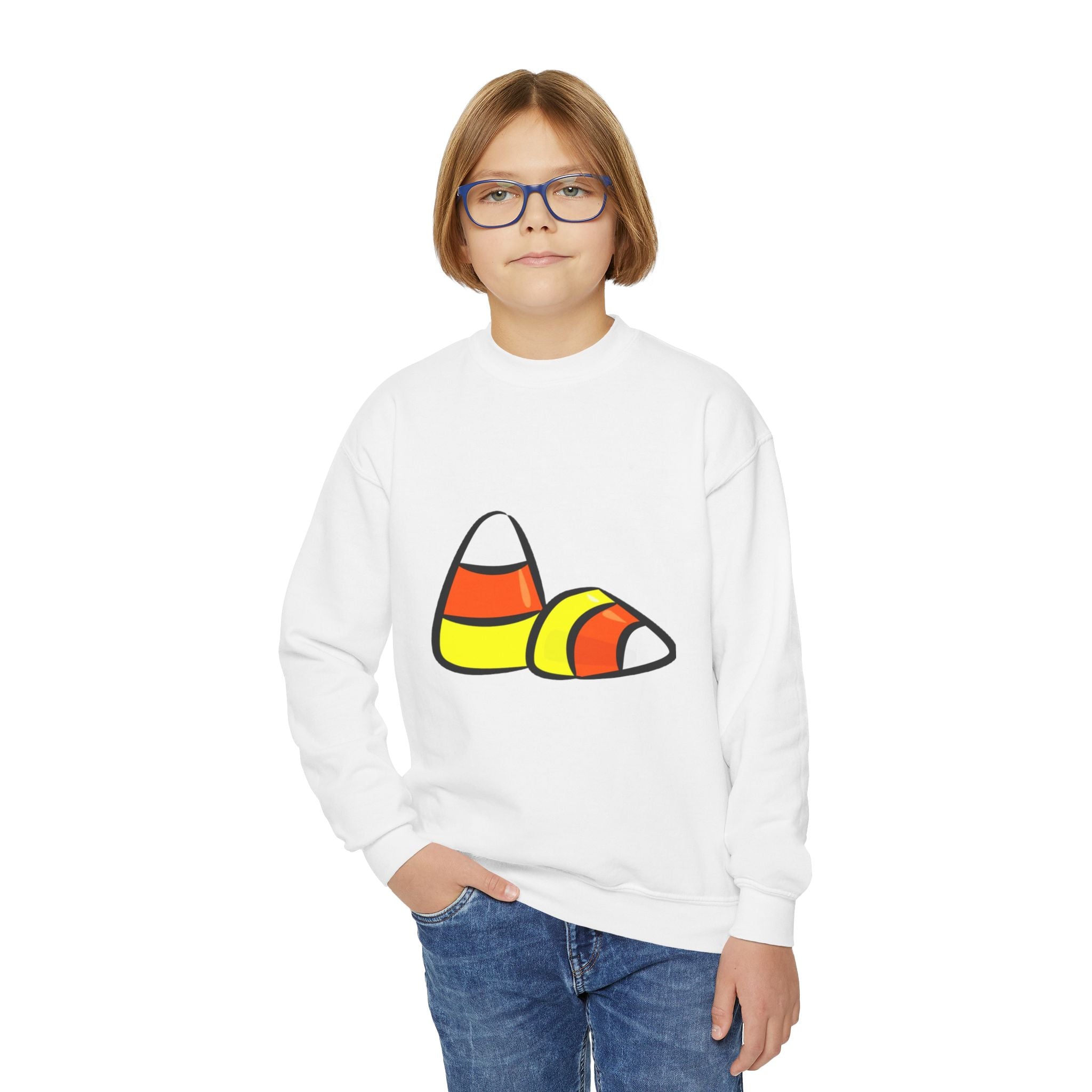 Halloween Candy Corn Youth Crewneck Sweatshirt