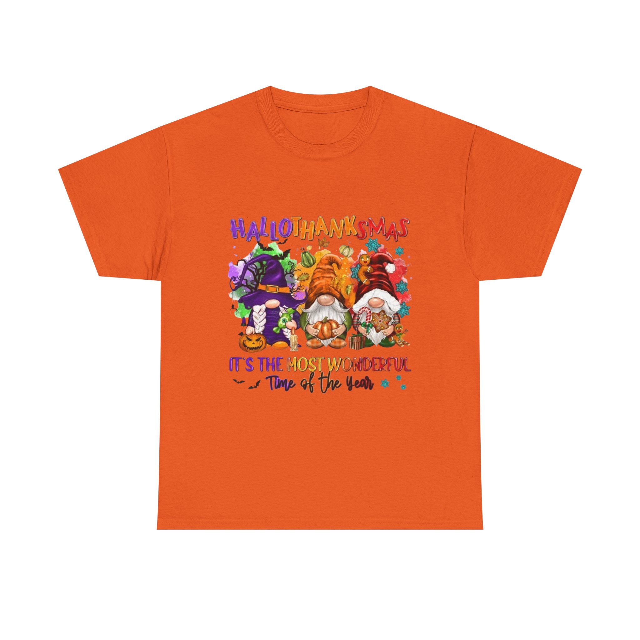 Happy Hallothanksmas Gnome Unisex Heavy Cotton T-Shirt