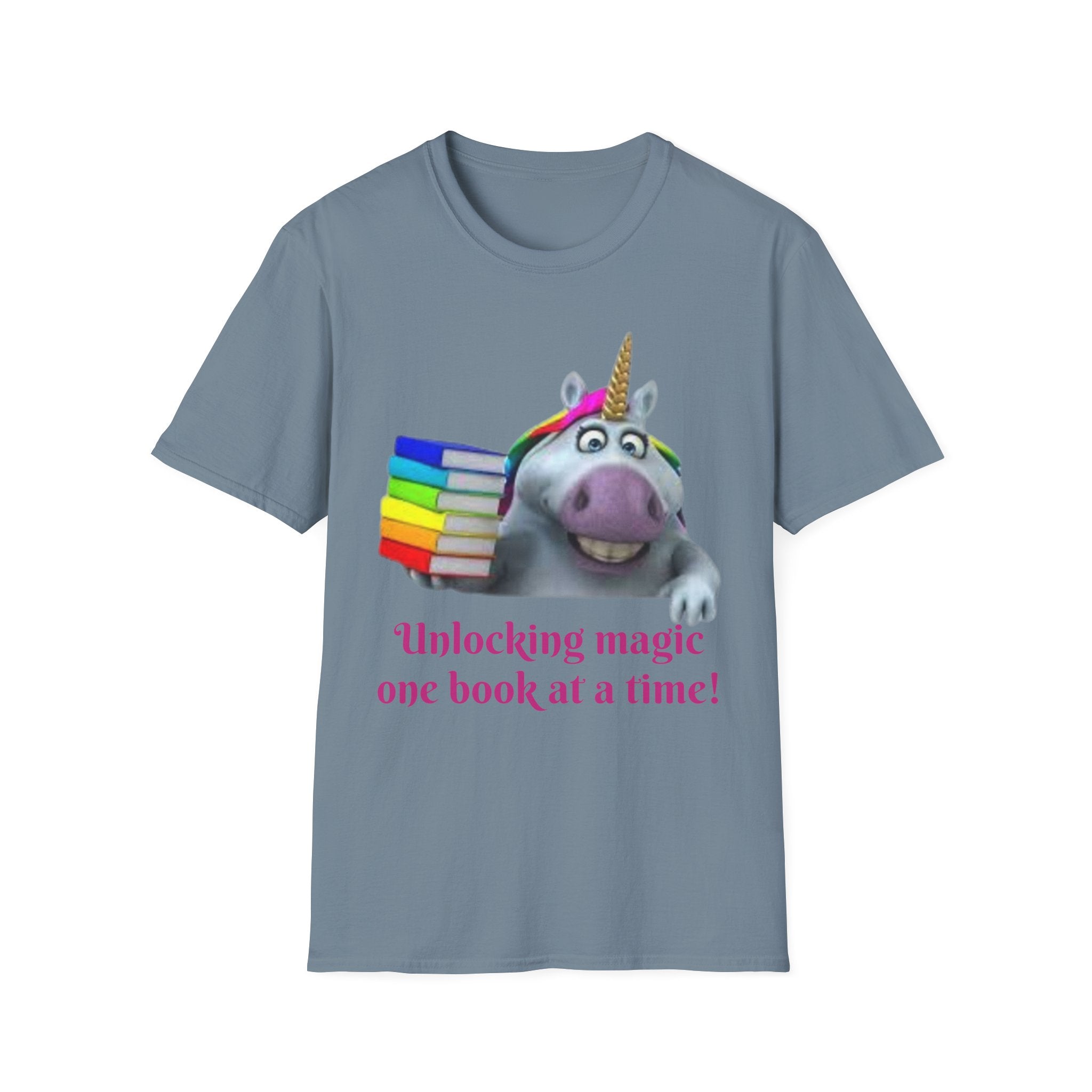 Unlocking Magic, One Book At A Time! Unicorn Unisex Softstyle T-Shirt