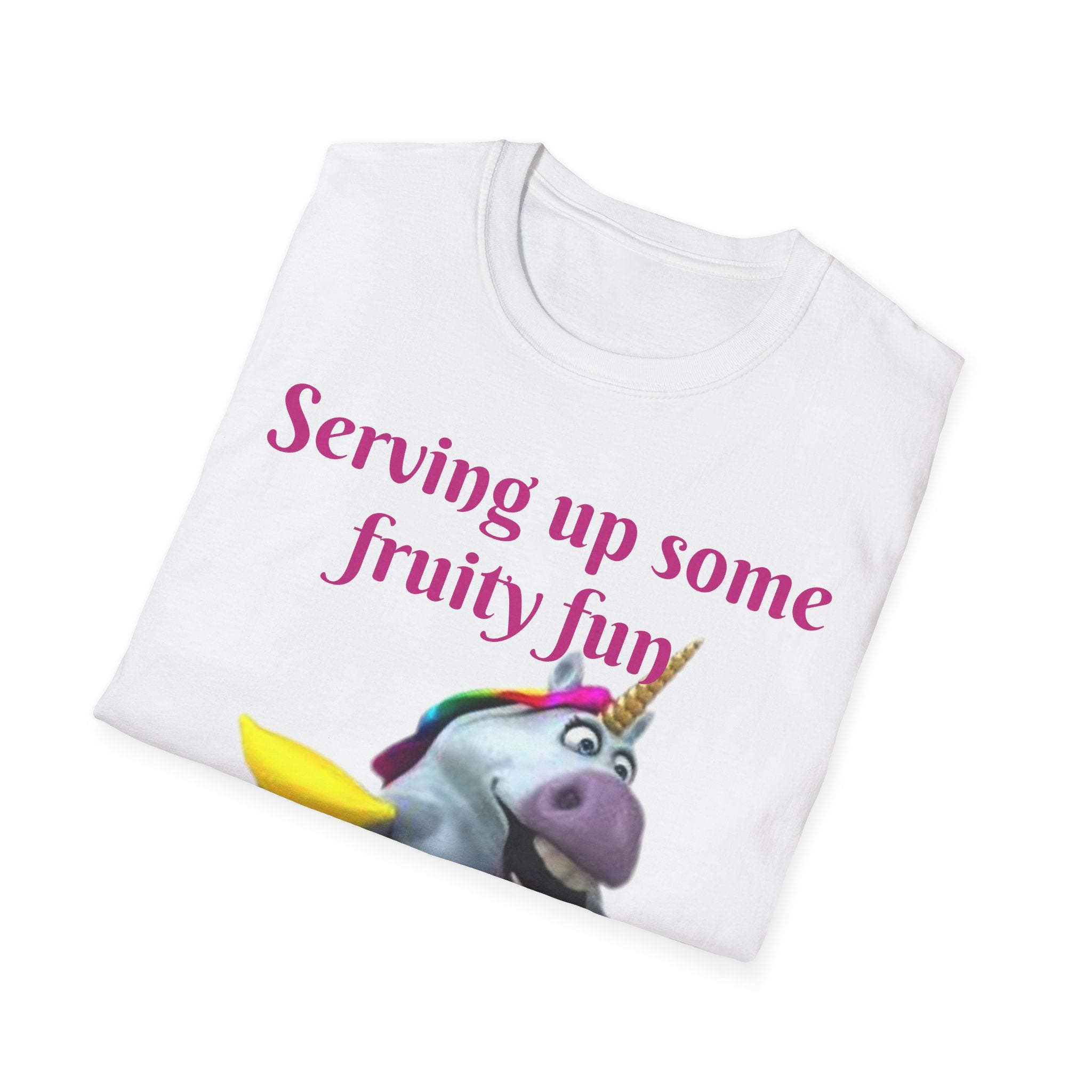 Serving Up Some Fruity Fun Let's Go Bananas Unicorn Unisex Softstyle T-Shirt