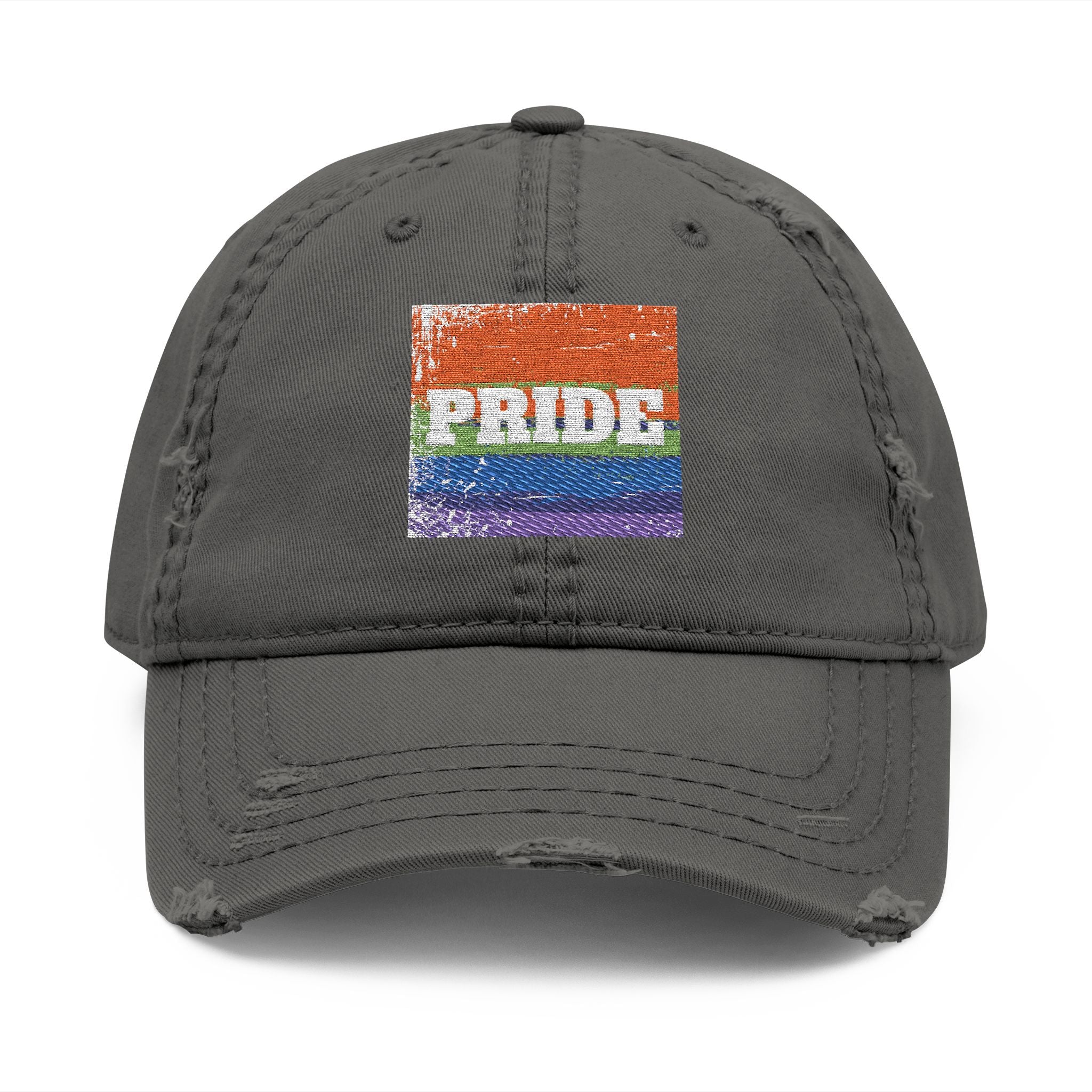 Pride Rainbow Embroidered Distressed Dad Hat