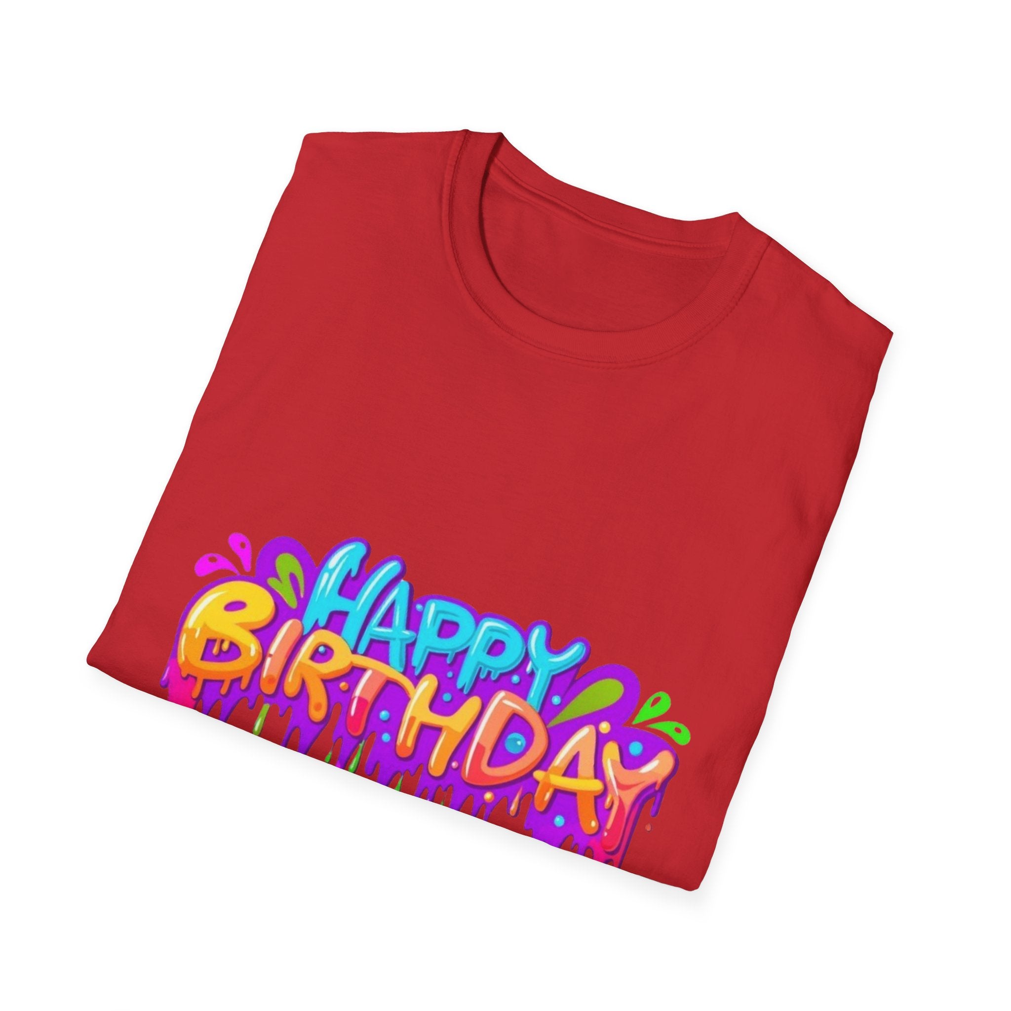 Happy Birthday Unisex Softstyle Short Sleeve T-Shirt Personalize It!