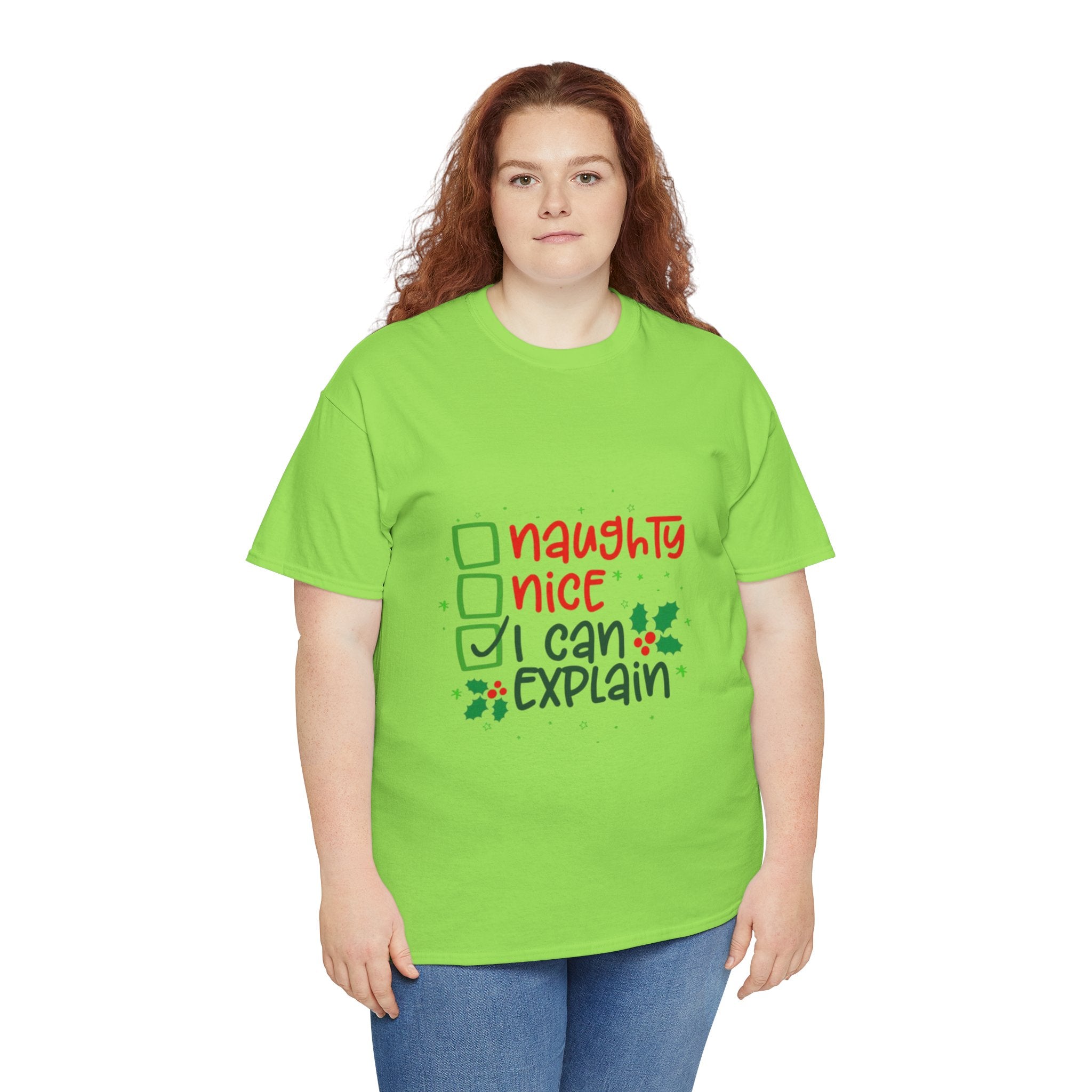 Naughty, Nice, I Can Explain Unisex Heavy Cotton T-Shirt