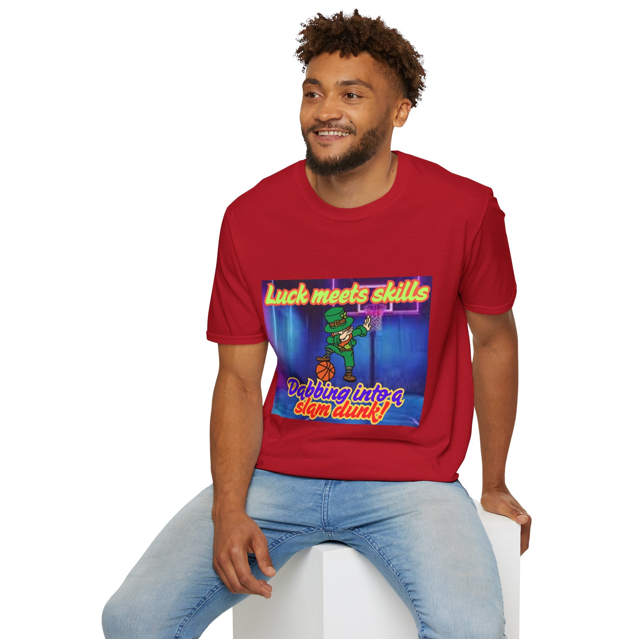 Luck Meets Skills Dabbing Into A Slam Dunk! Unisex Softstyle T-Shirt