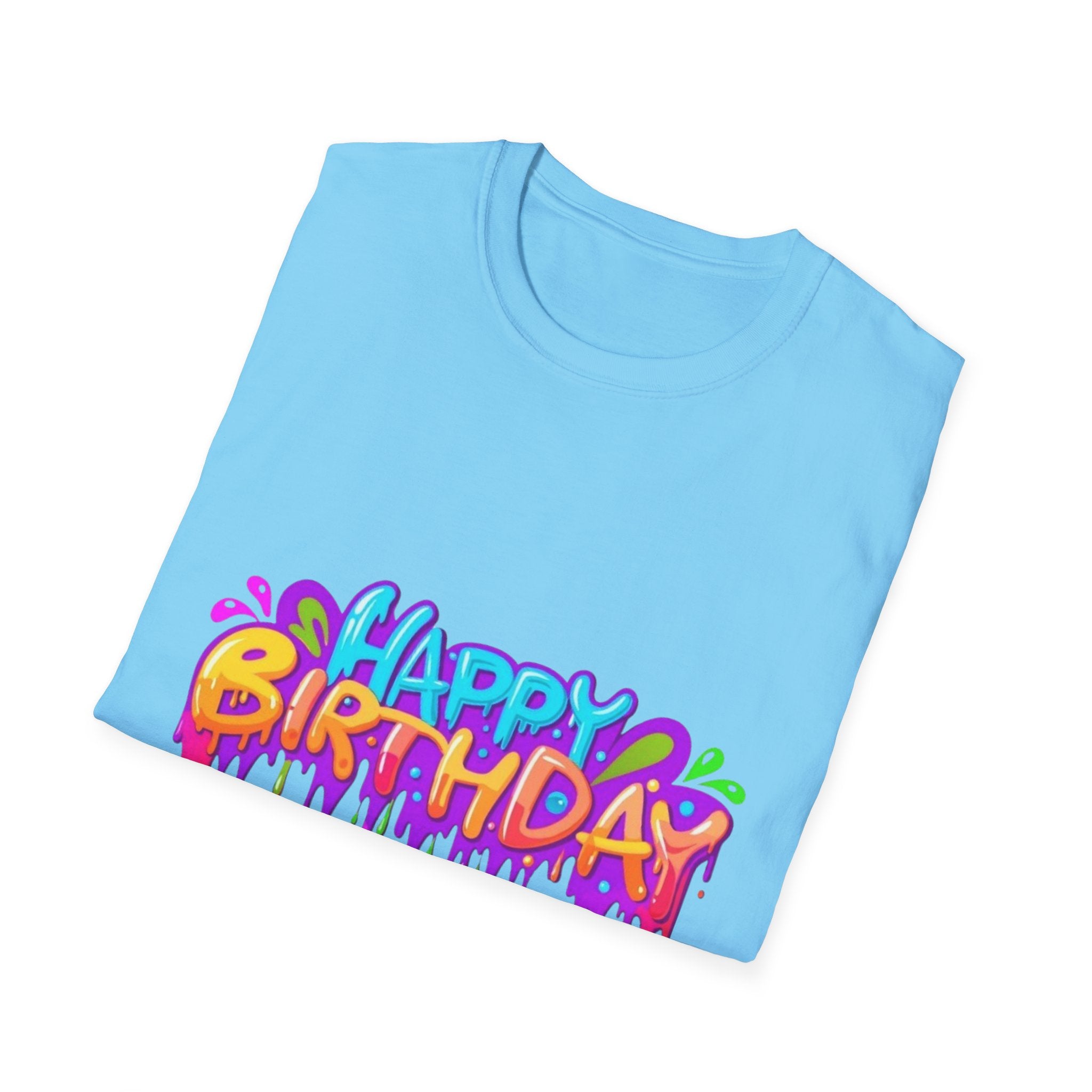 Happy Birthday Unisex Softstyle Short Sleeve T-Shirt Personalize It!