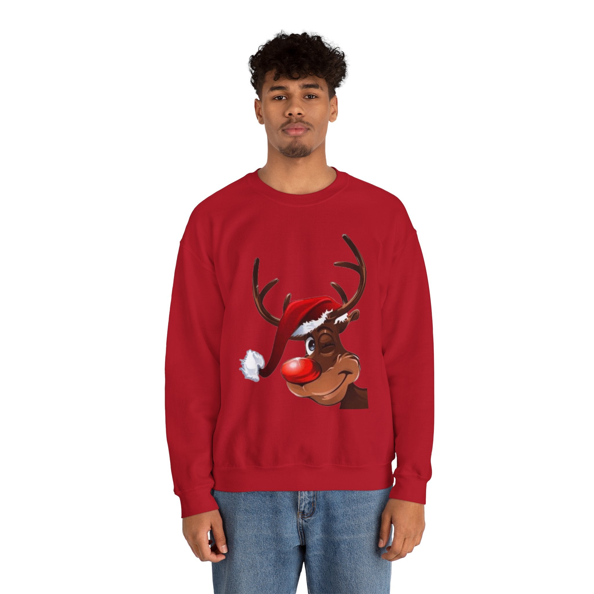 Festive Reindeer Unisex Heavy Blend™ Crewneck Sweatshirt