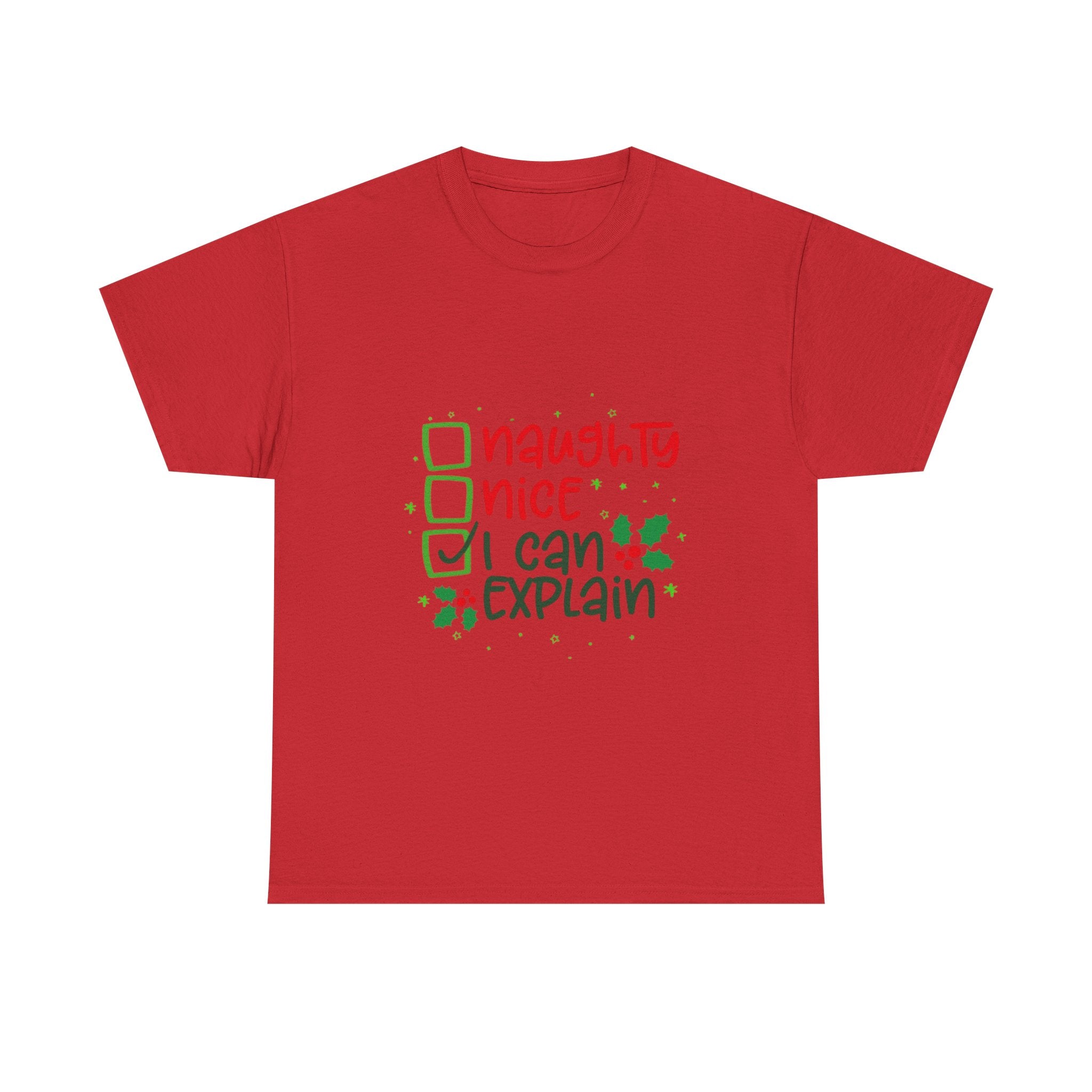 Naughty, Nice, I Can Explain Unisex Heavy Cotton T-Shirt