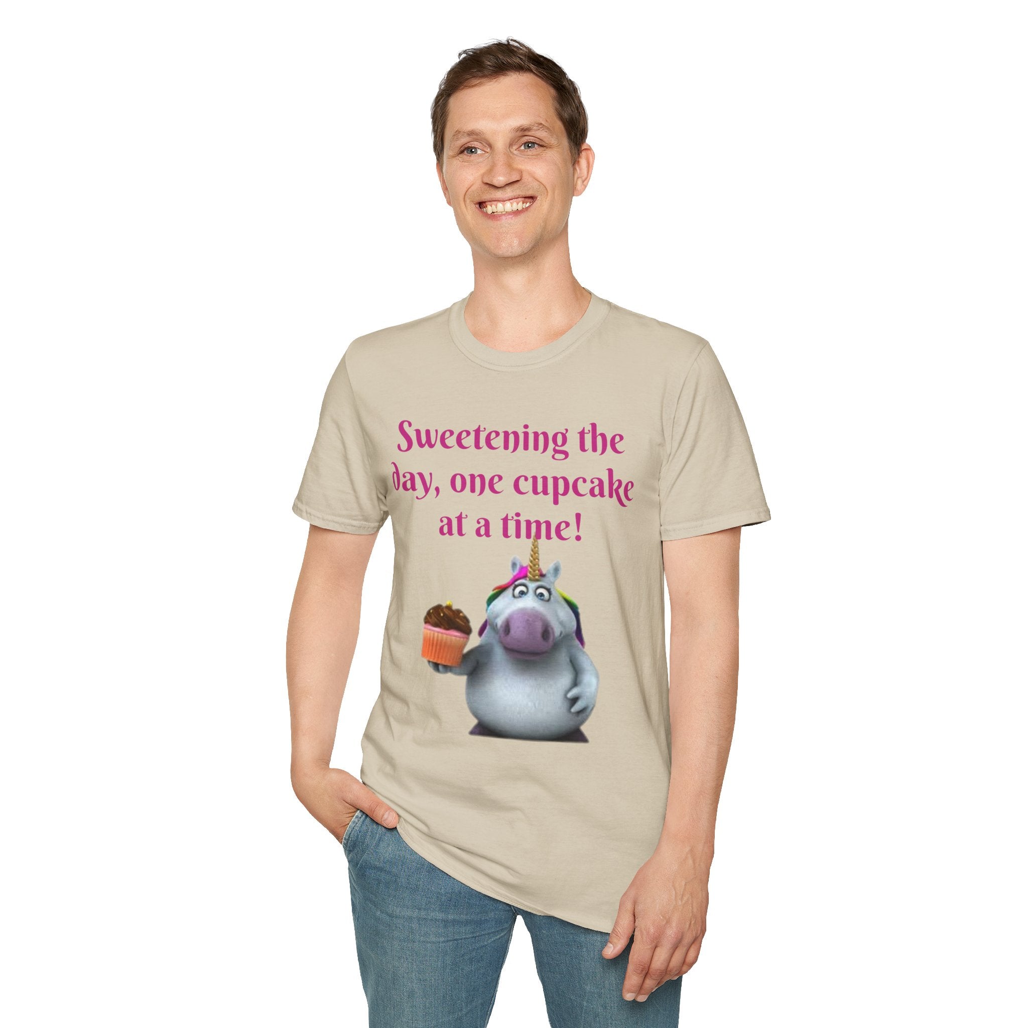 Sweetening The Day, One Cupcake At A Time! Unicorn Unisex Softstyle T-Shirt