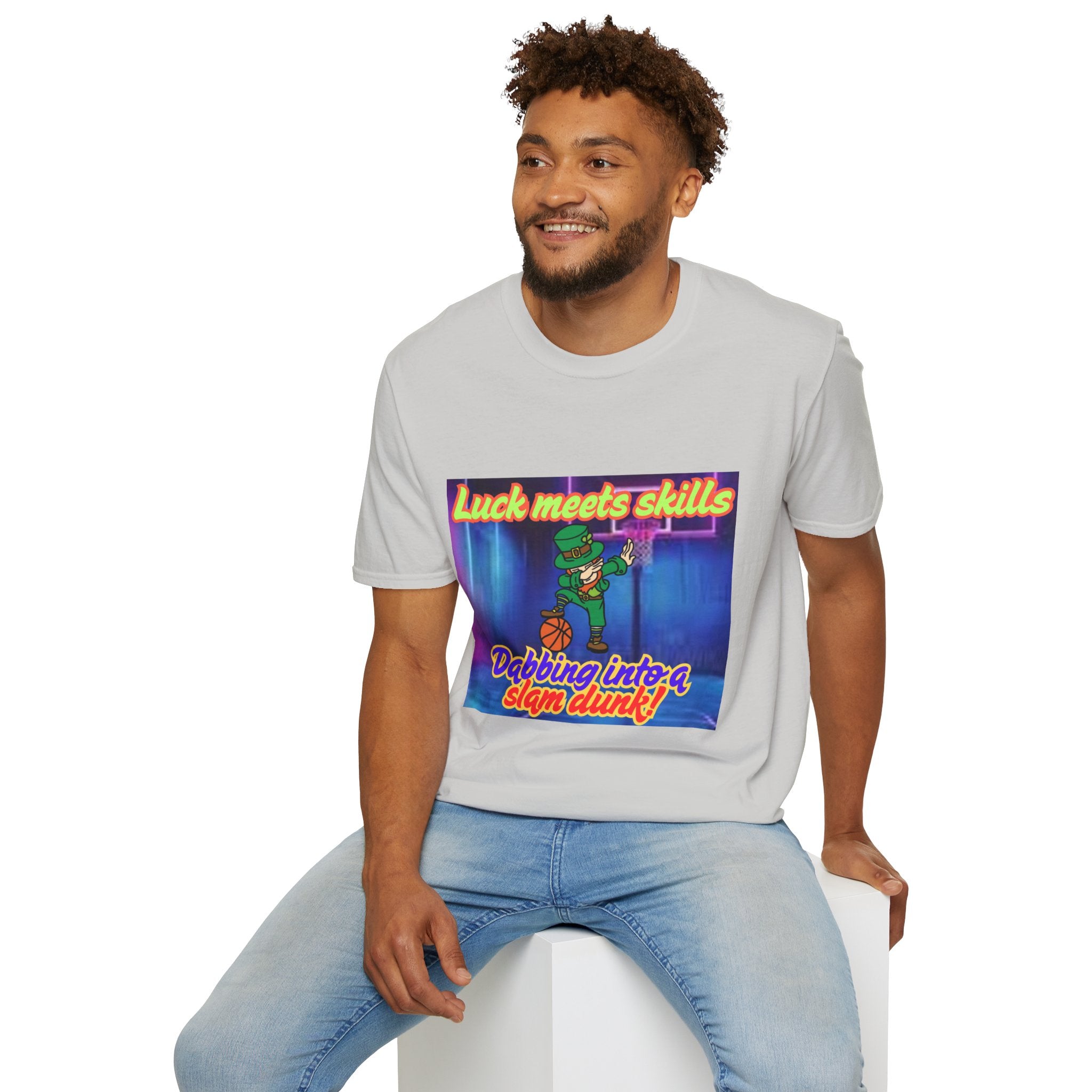 Luck Meets Skills Dabbing Into A Slam Dunk! Unisex Softstyle T-Shirt