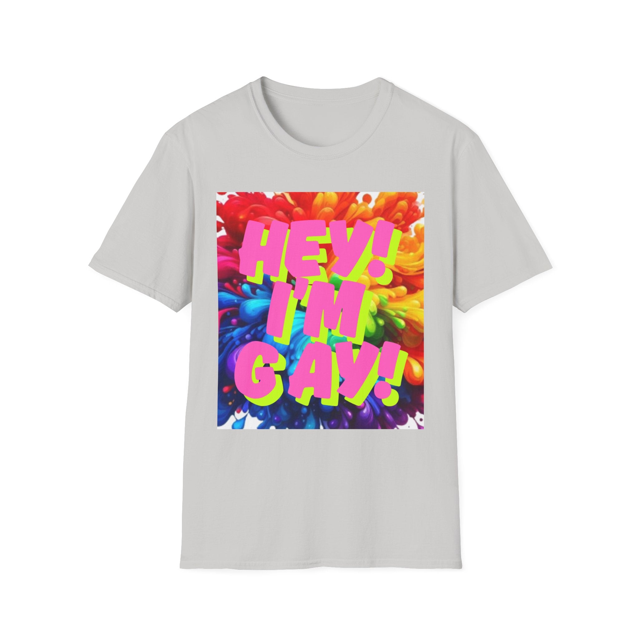 Hey I'm Gay! Heart Unisex Softstyle T-Shirt