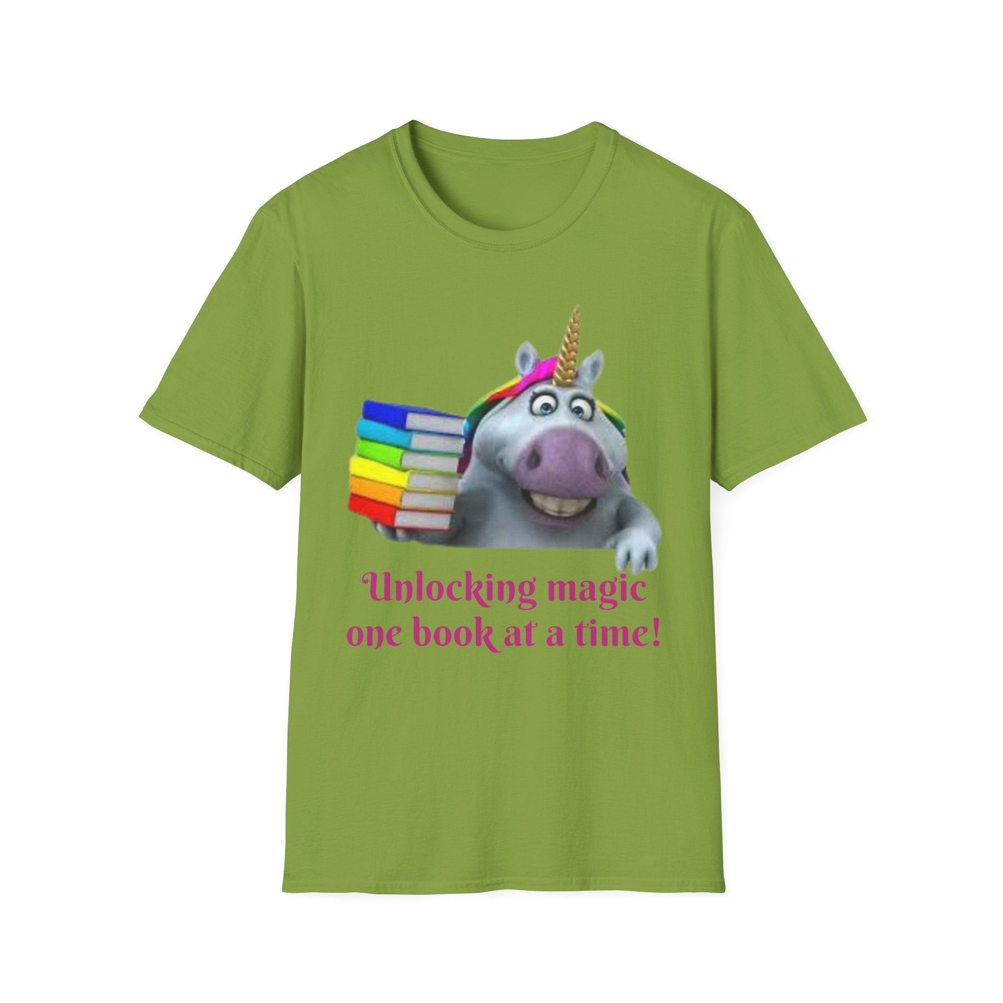 Unlocking Magic, One Book At A Time! Unicorn Unisex Softstyle T-Shirt