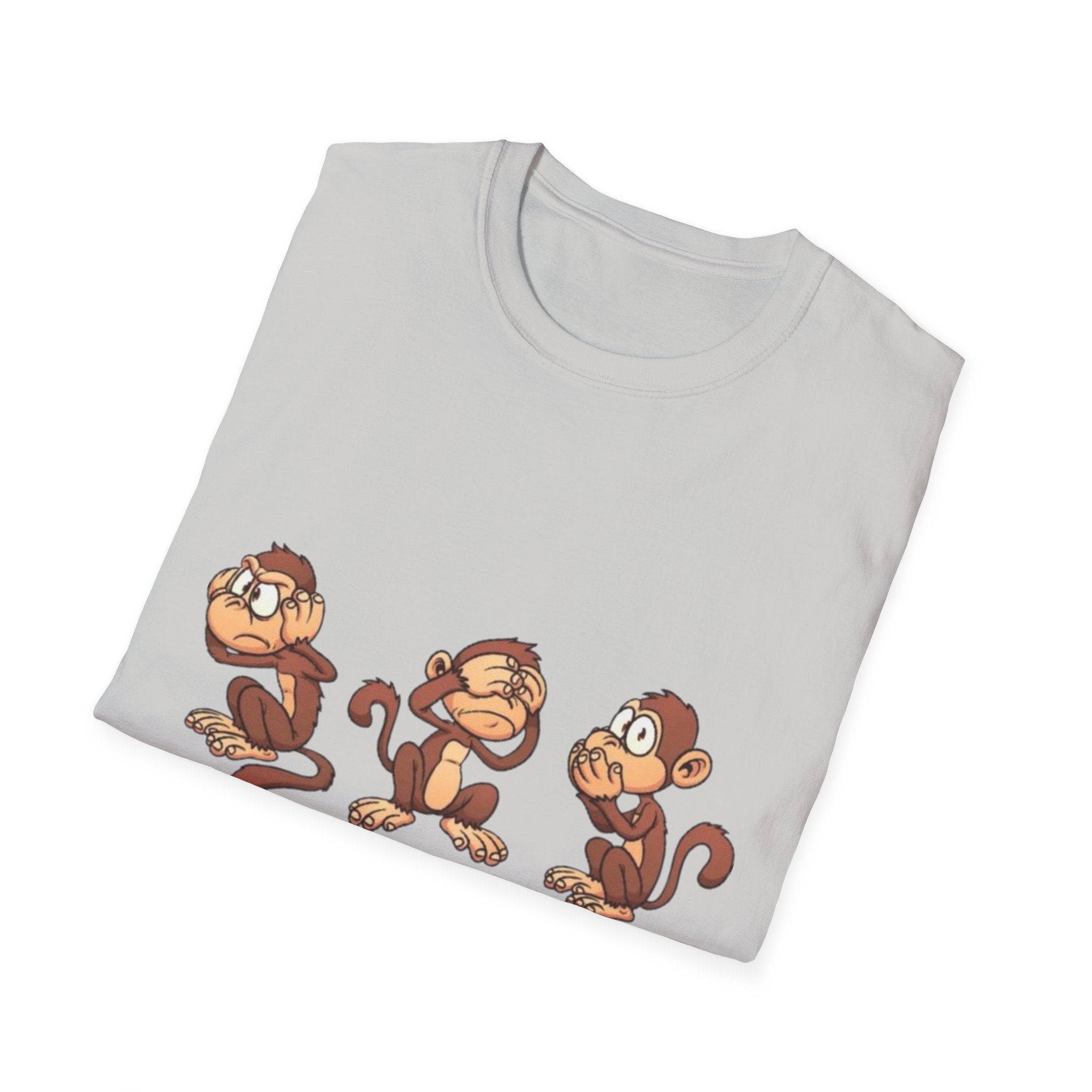 Monkey Hear, See, Say What? Unisex Softstyle T-Shirt