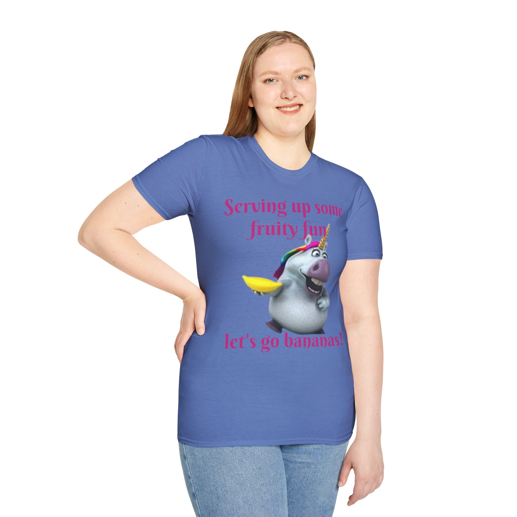 Serving Up Some Fruity Fun Let's Go Bananas Unicorn Unisex Softstyle T-Shirt