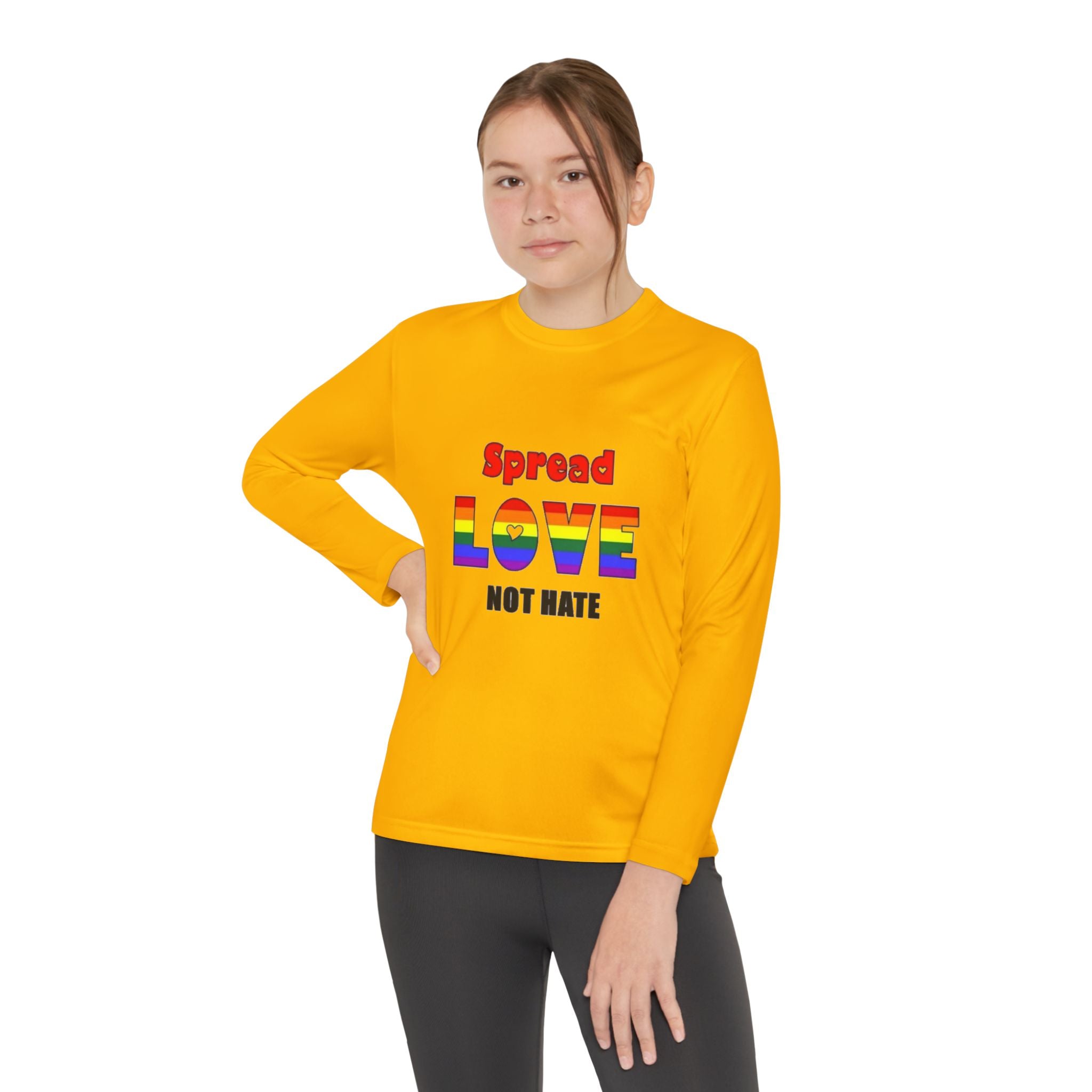 Spread Love Not Hate Youth Long Sleeve Competitor T-Shirt