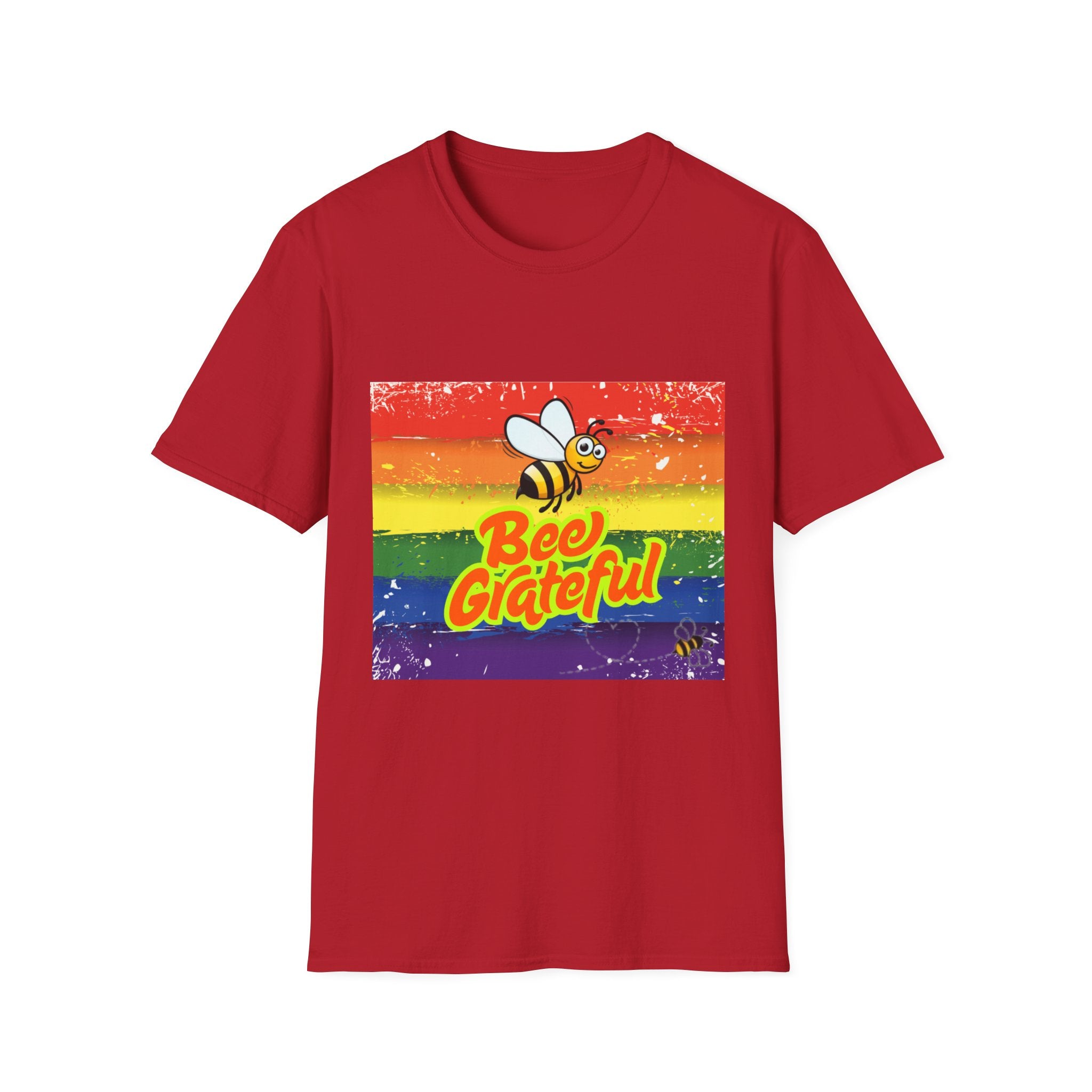 Bee Grateful Rainbow Unisex Softstyle T-Shirt