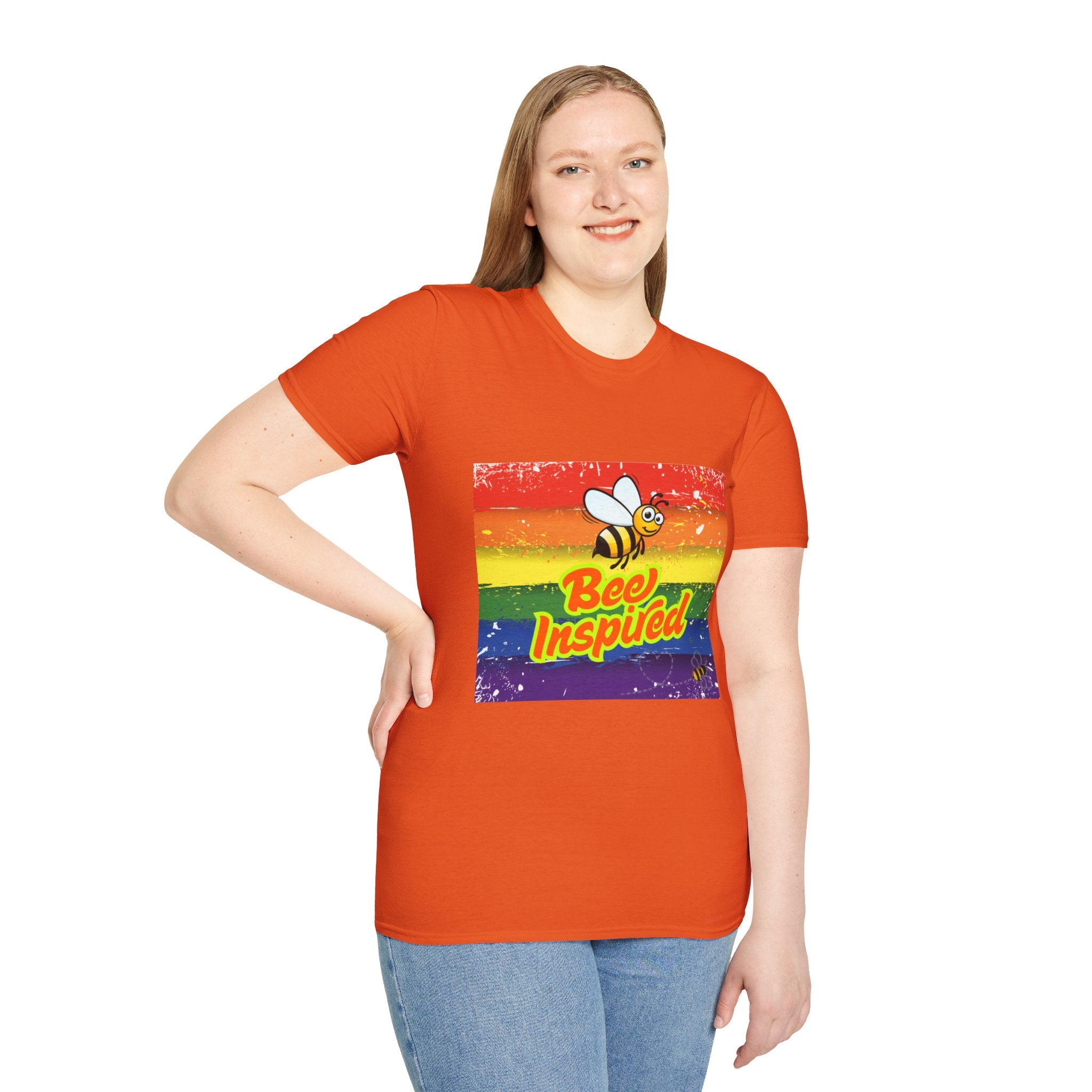 Bee Inspired Rainbow Unisex Softstyle T-Shirt
