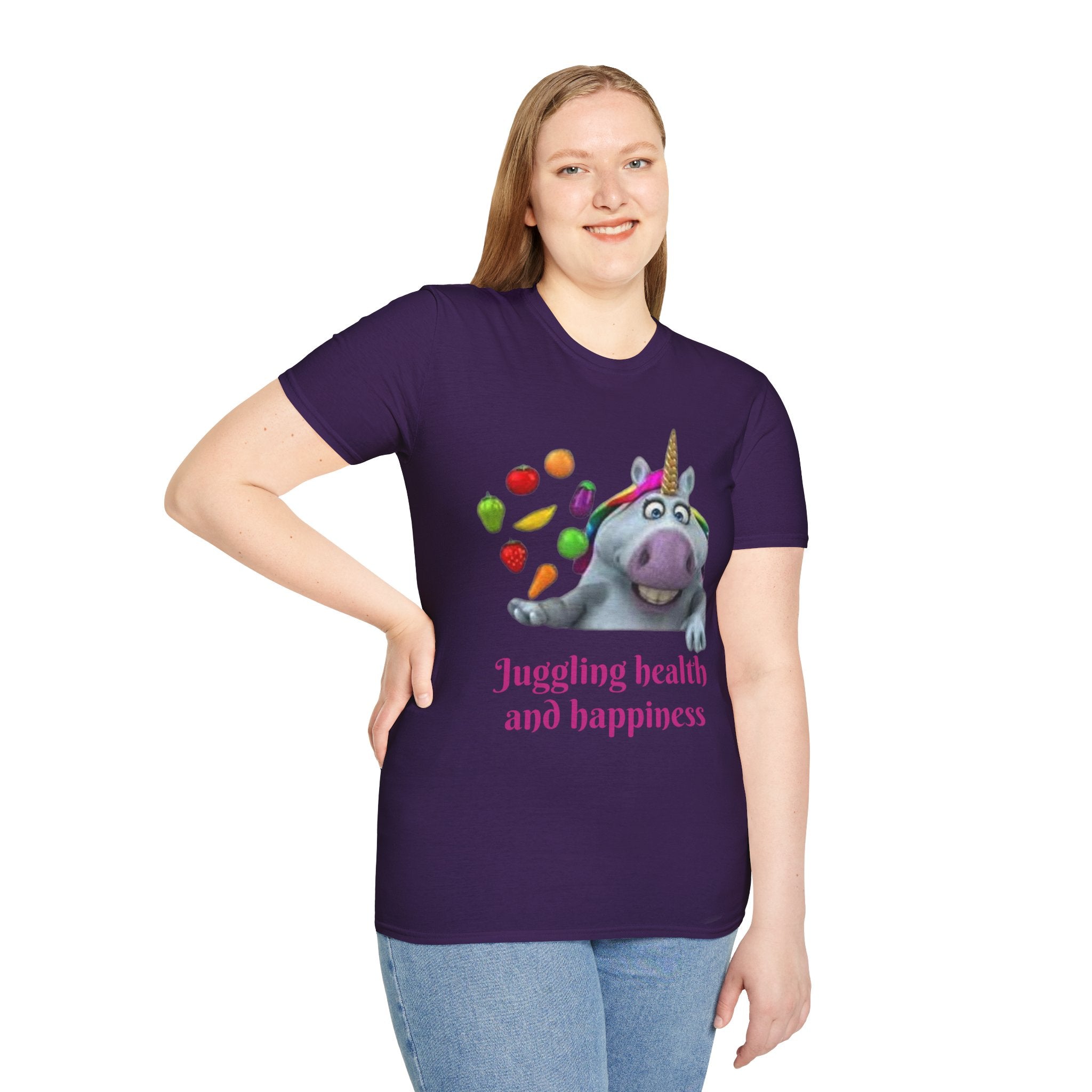 Juggling Health And Happiness Unicorn Unisex Softstyle T-Shirt