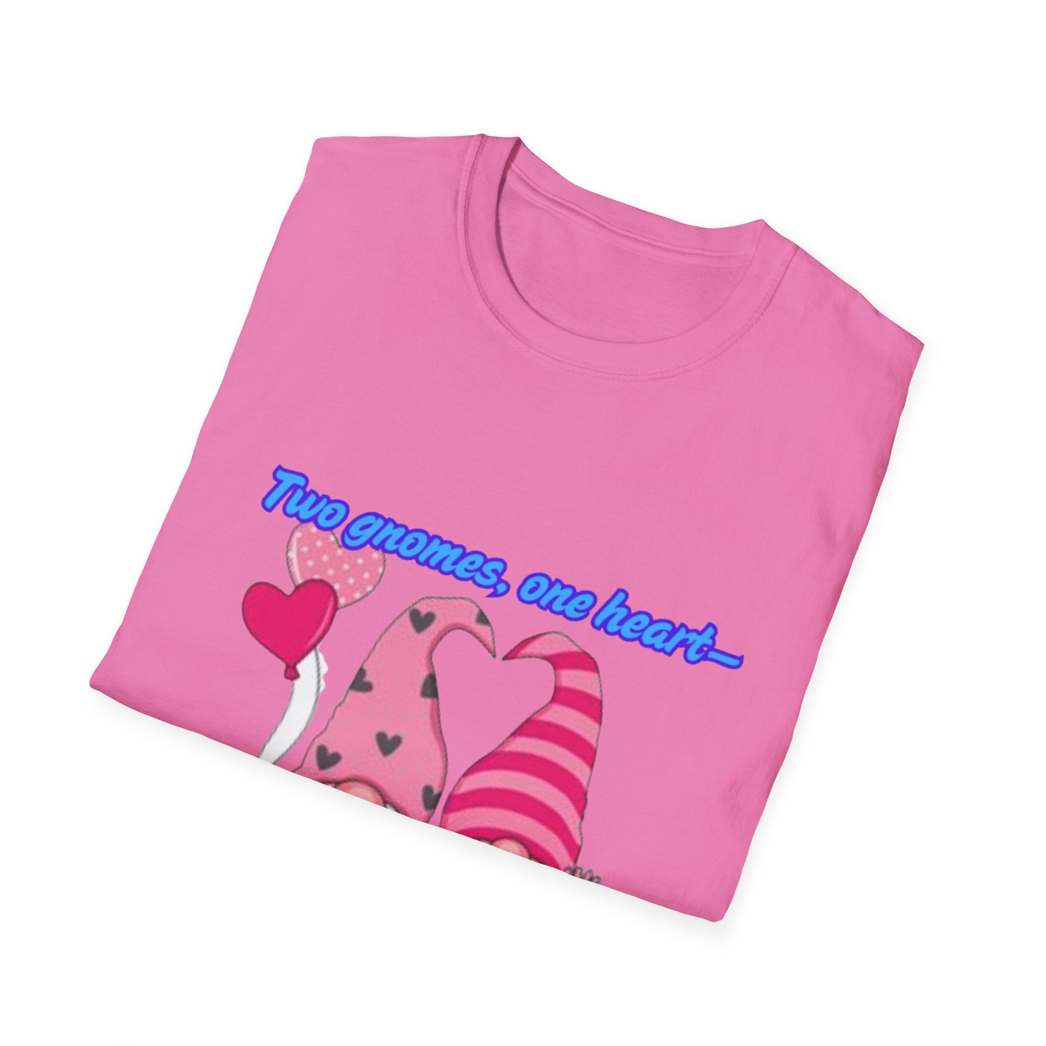 Two Gnomes, One Heart- Let's Make Love Grow Wild Unisex Softstyle T-Shirt