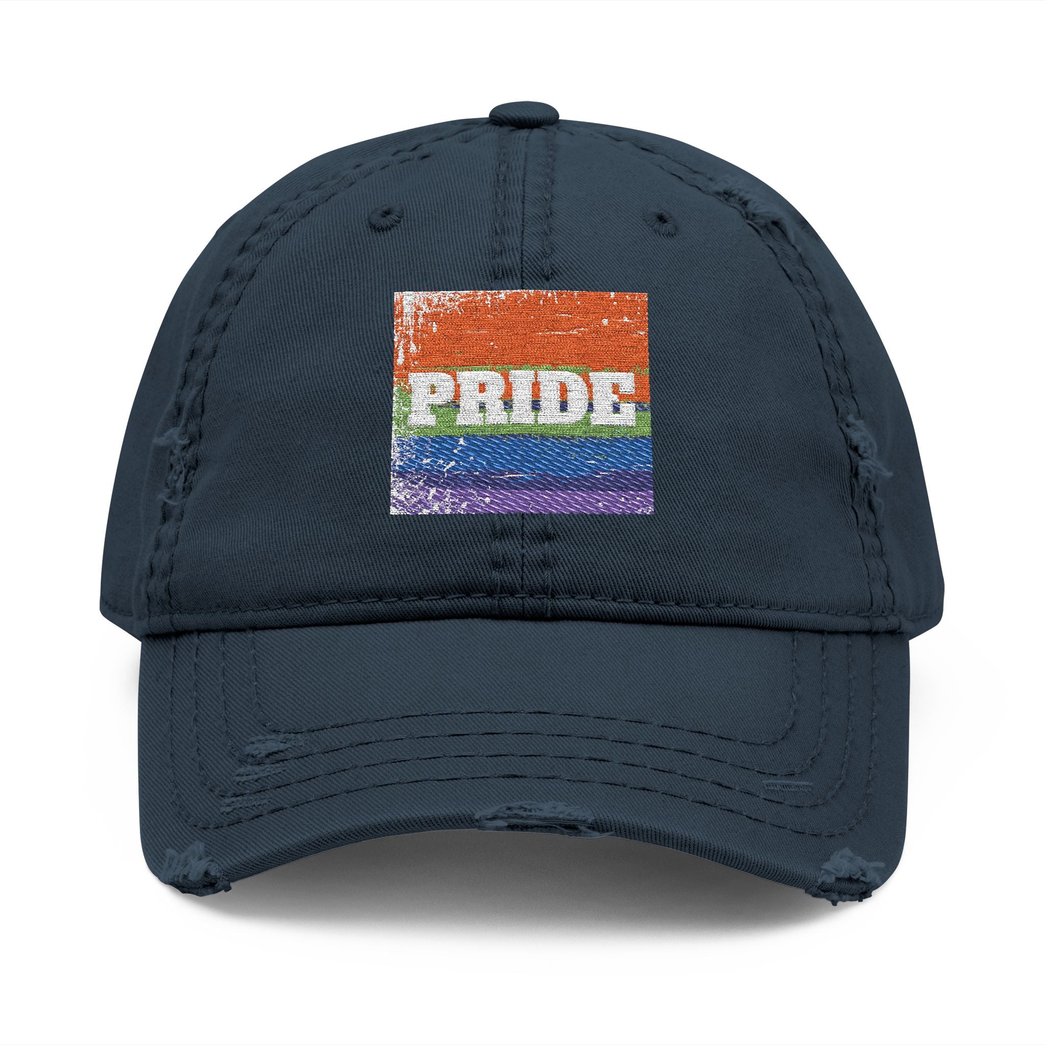 Pride Rainbow Embroidered Distressed Dad Hat