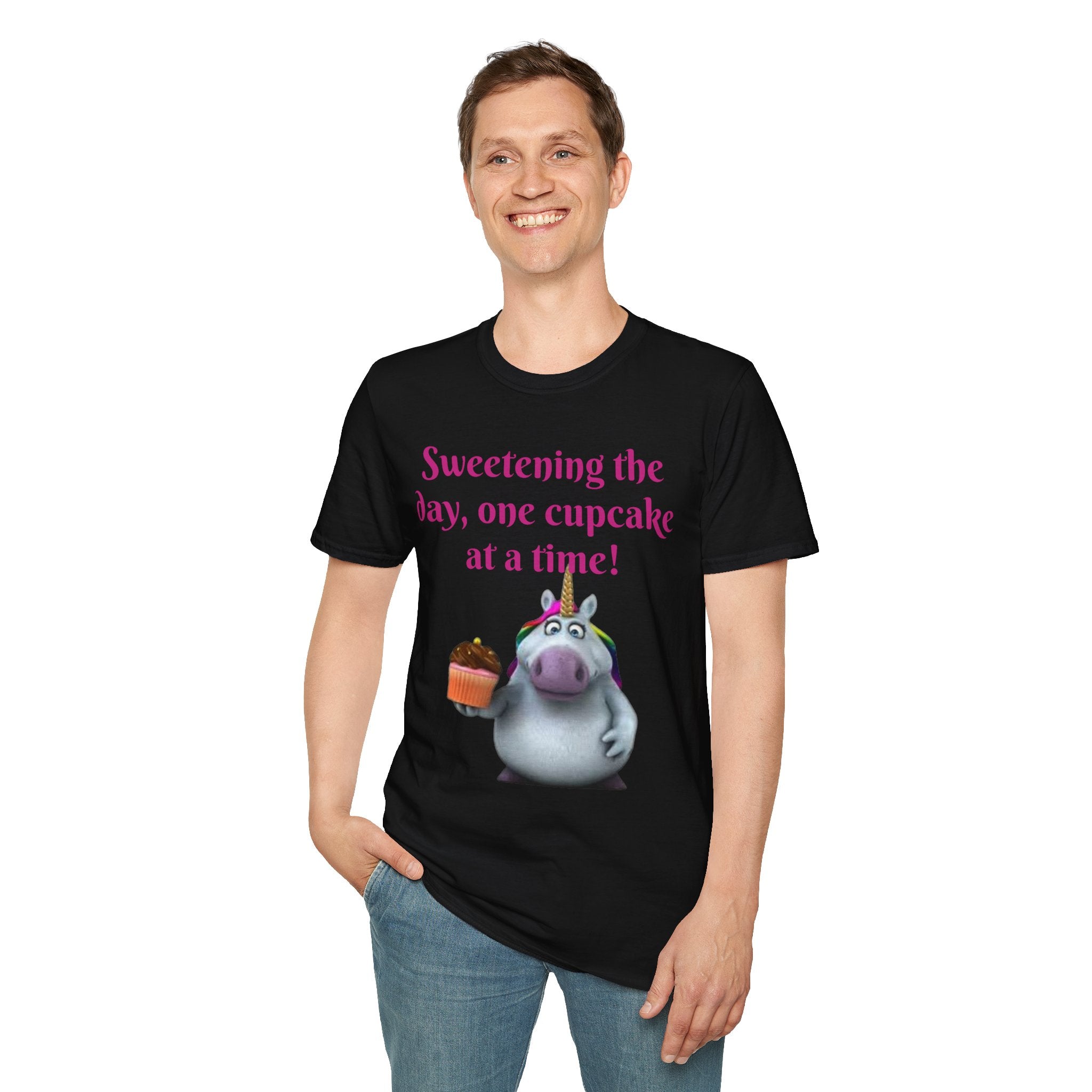 Sweetening The Day, One Cupcake At A Time! Unicorn Unisex Softstyle T-Shirt
