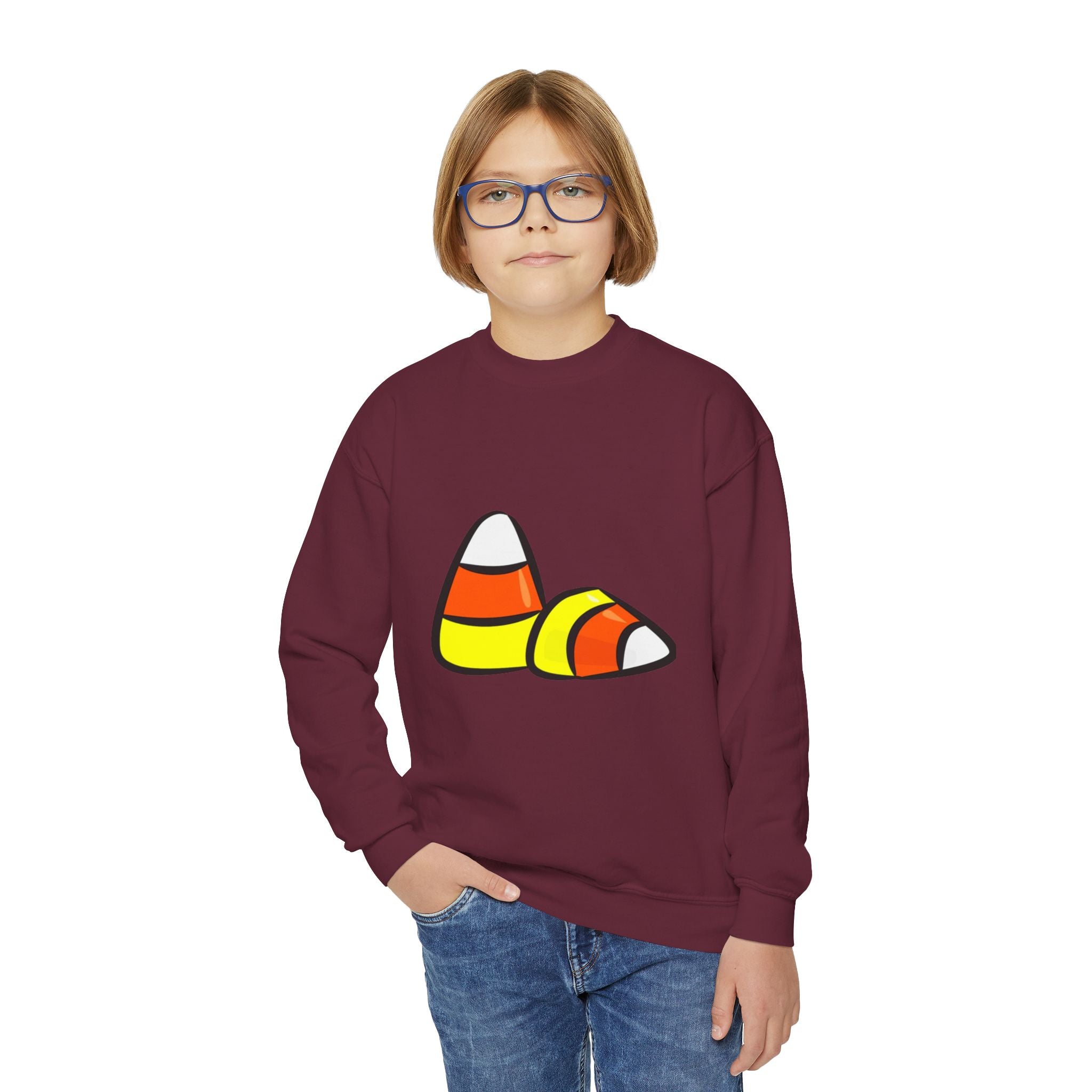 Halloween Candy Corn Youth Crewneck Sweatshirt