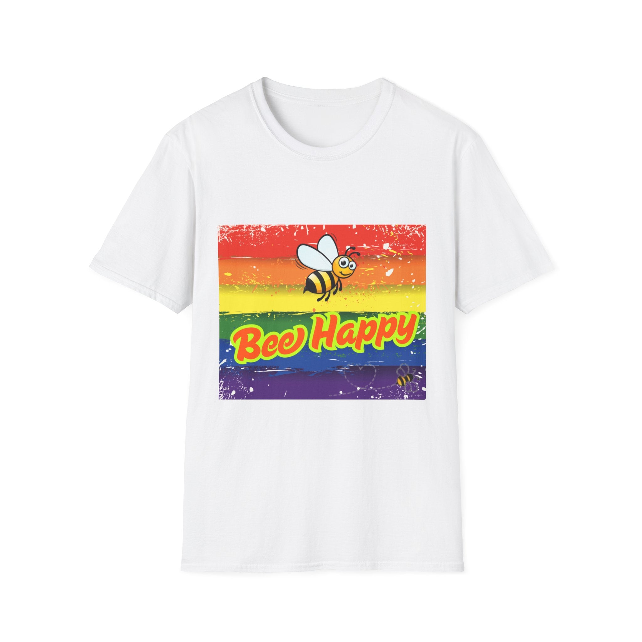 Bee Happy Rainbow Unisex Softstyle T-Shirt