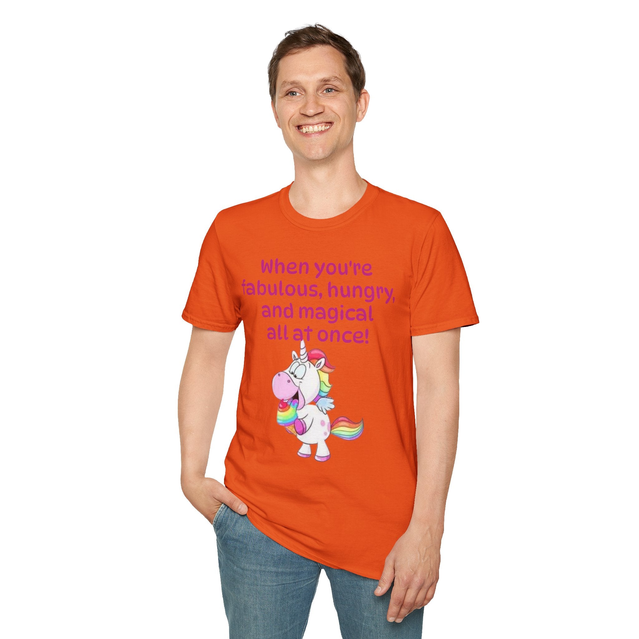 When You're Fabulous, Hungry, And Magical All At Once! Unicorn Unisex Softstyle T-Shirt