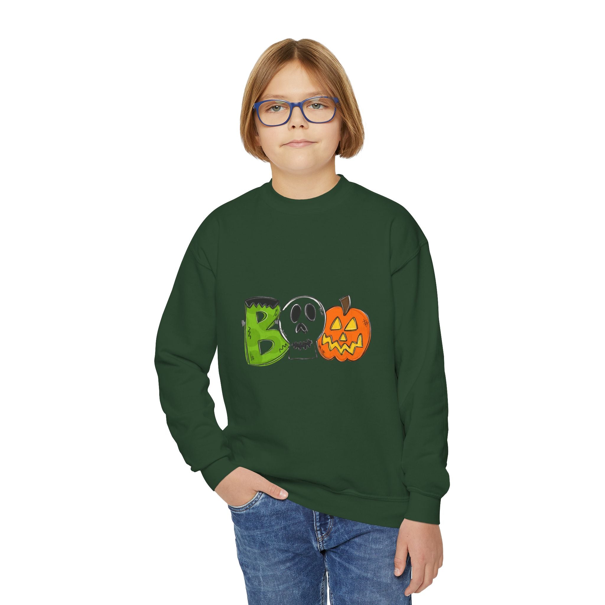 Halloween BOO Youth Crewneck Sweatshirt