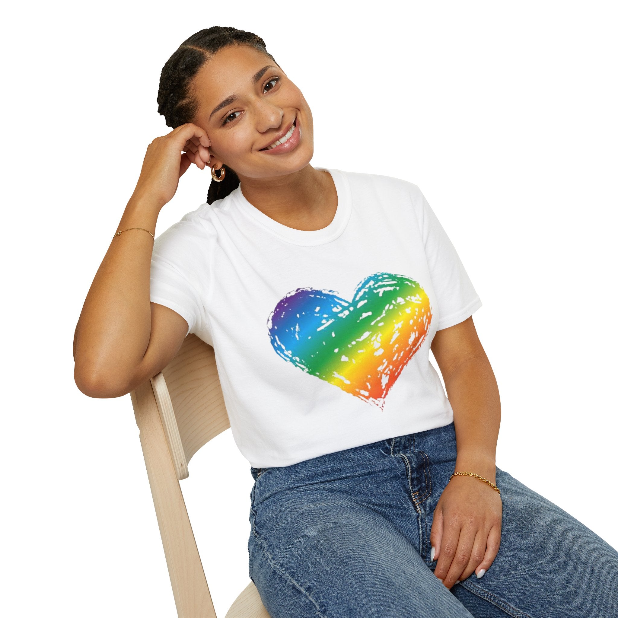 Pride Rainbow Heart Unisex Softstyle T-Shirt