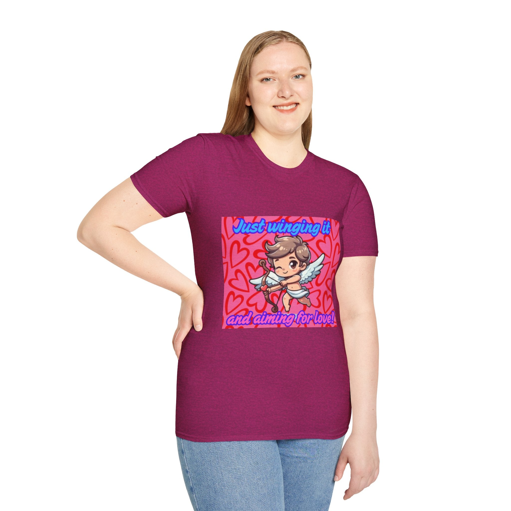 Just Winging It And Aiming For Love Unisex Softstyle T-Shirt