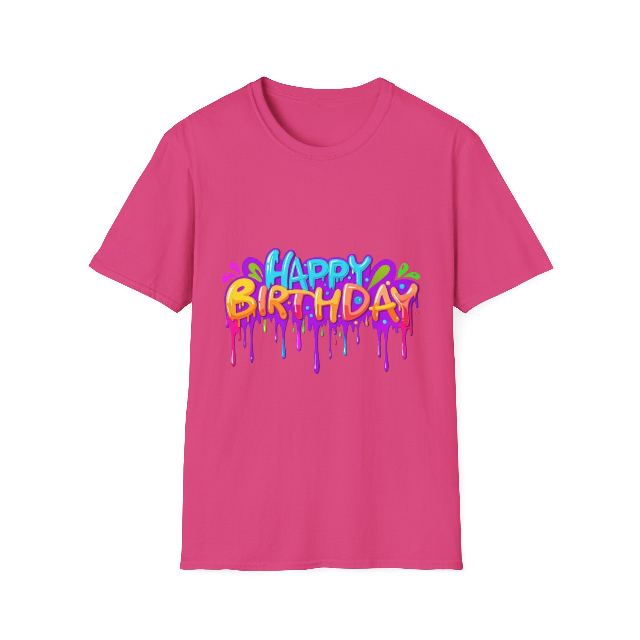 Happy Birthday Unisex Softstyle Short Sleeve T-Shirt Personalize It!