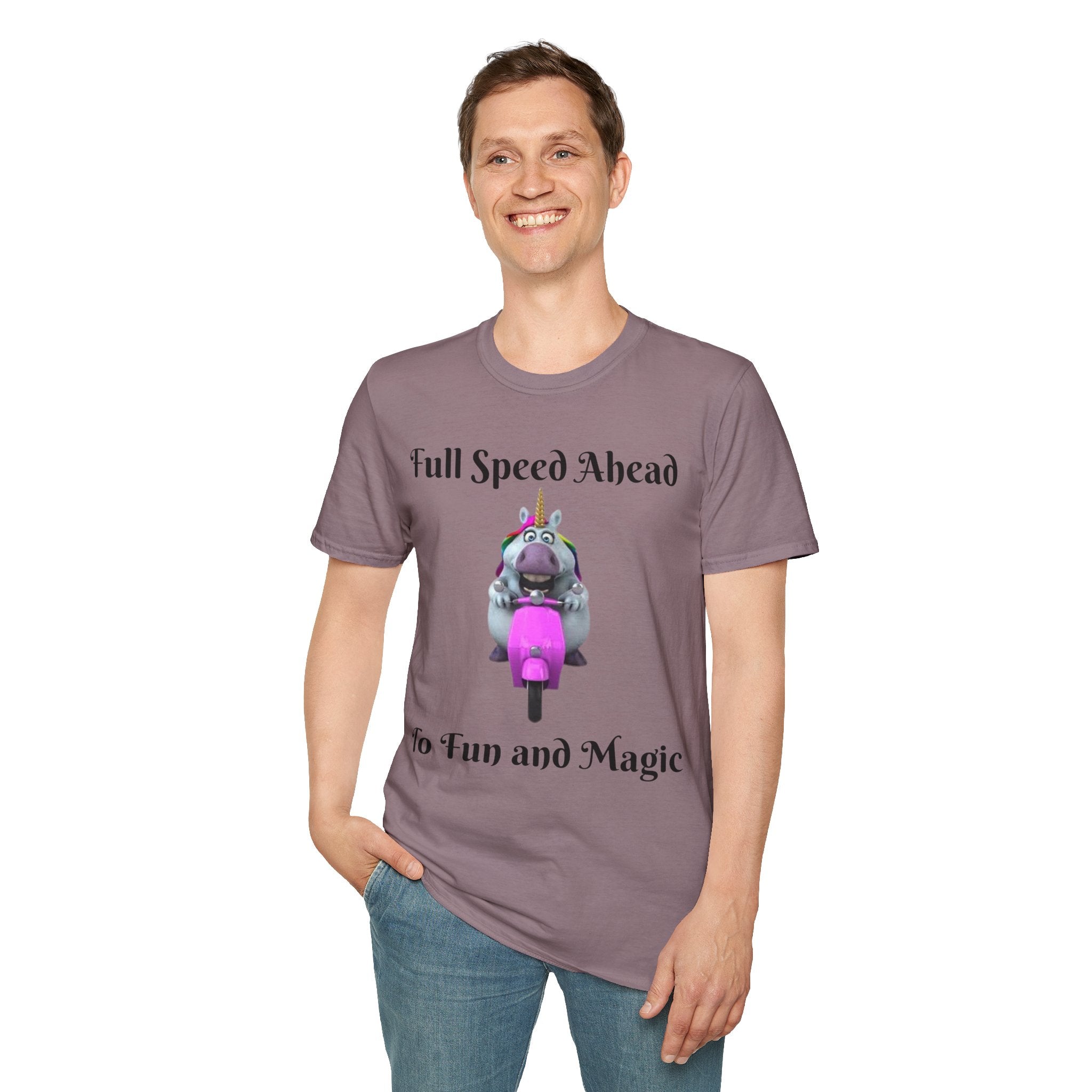 Full Speed Ahead To Fun And Magic Unicorn Unisex Softstyle T-Shirt