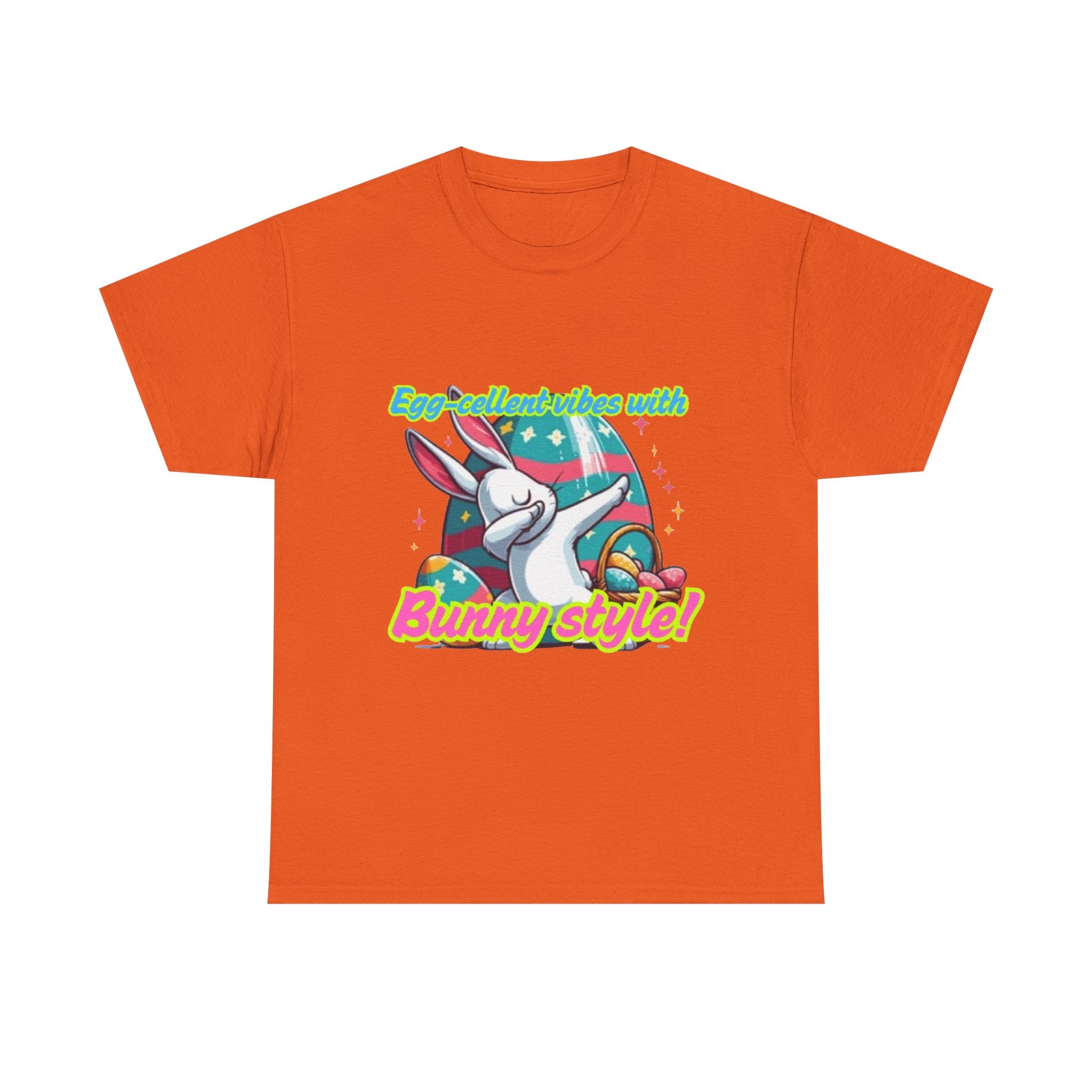 Egg-cellent Vibes With Bunny Style Unisex Heavy Cotton T-Shirt