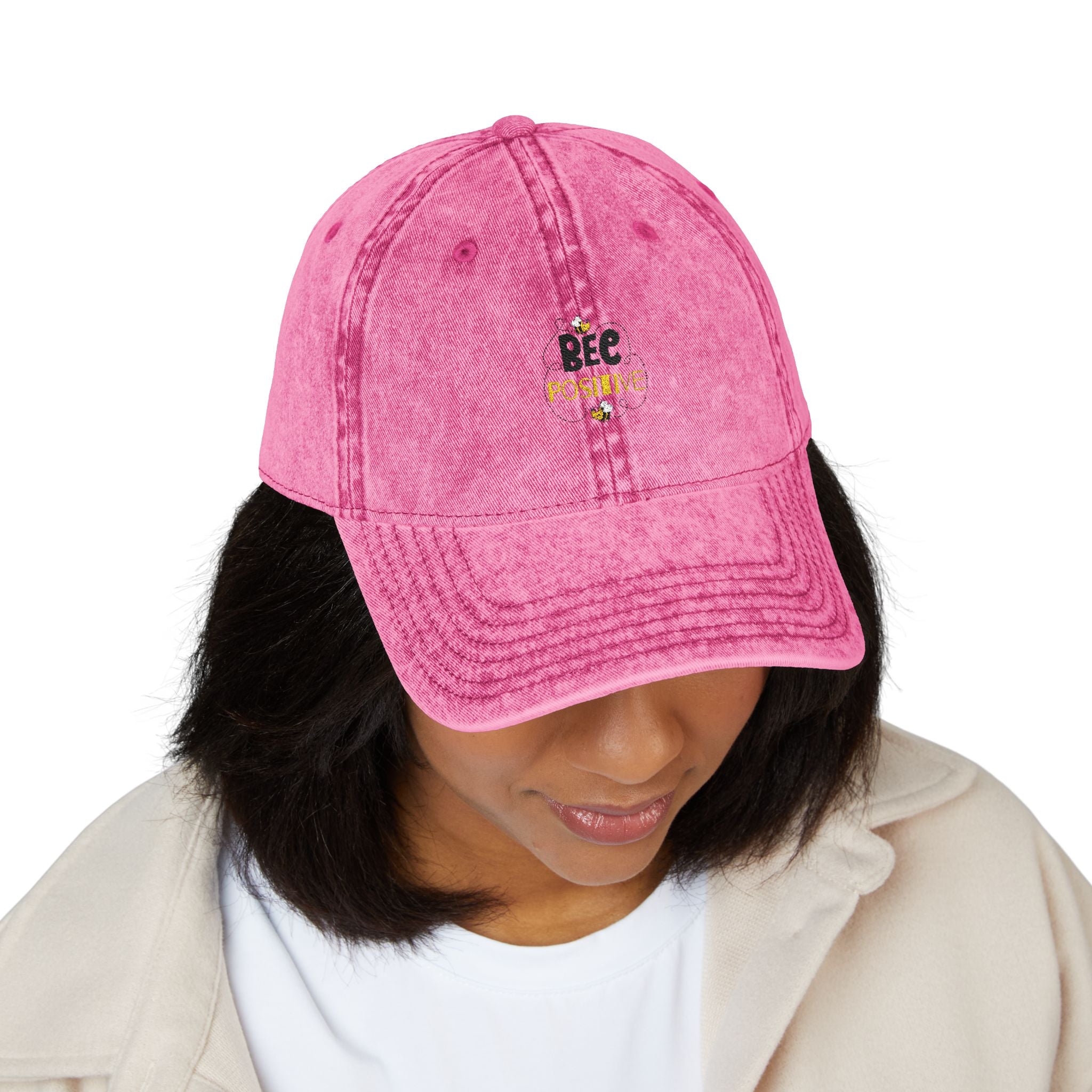 Bee Positive Vintage Embroidered Hat