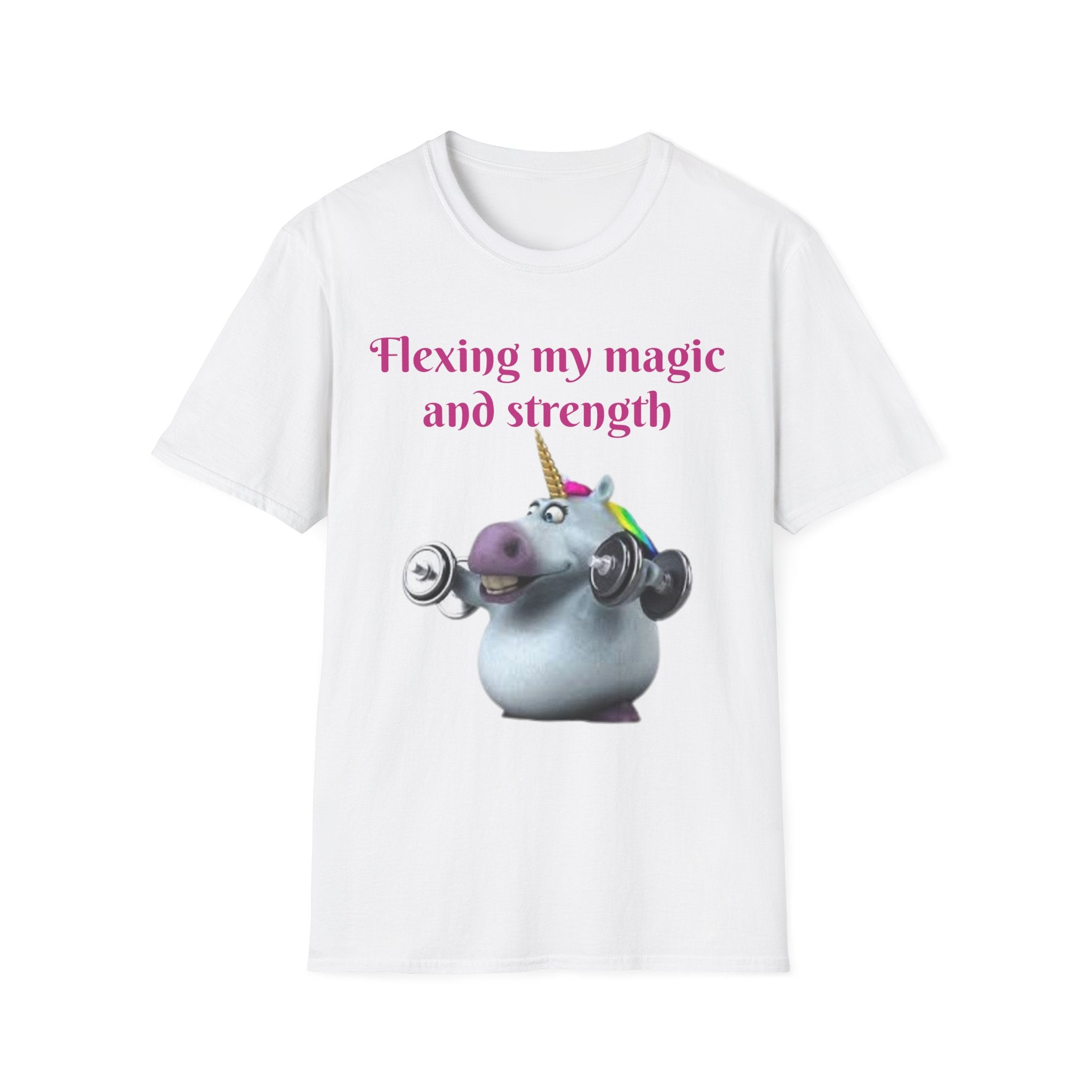 Flexing My Magic And Strength Unicorn Unisex Softstyle T-Shirt