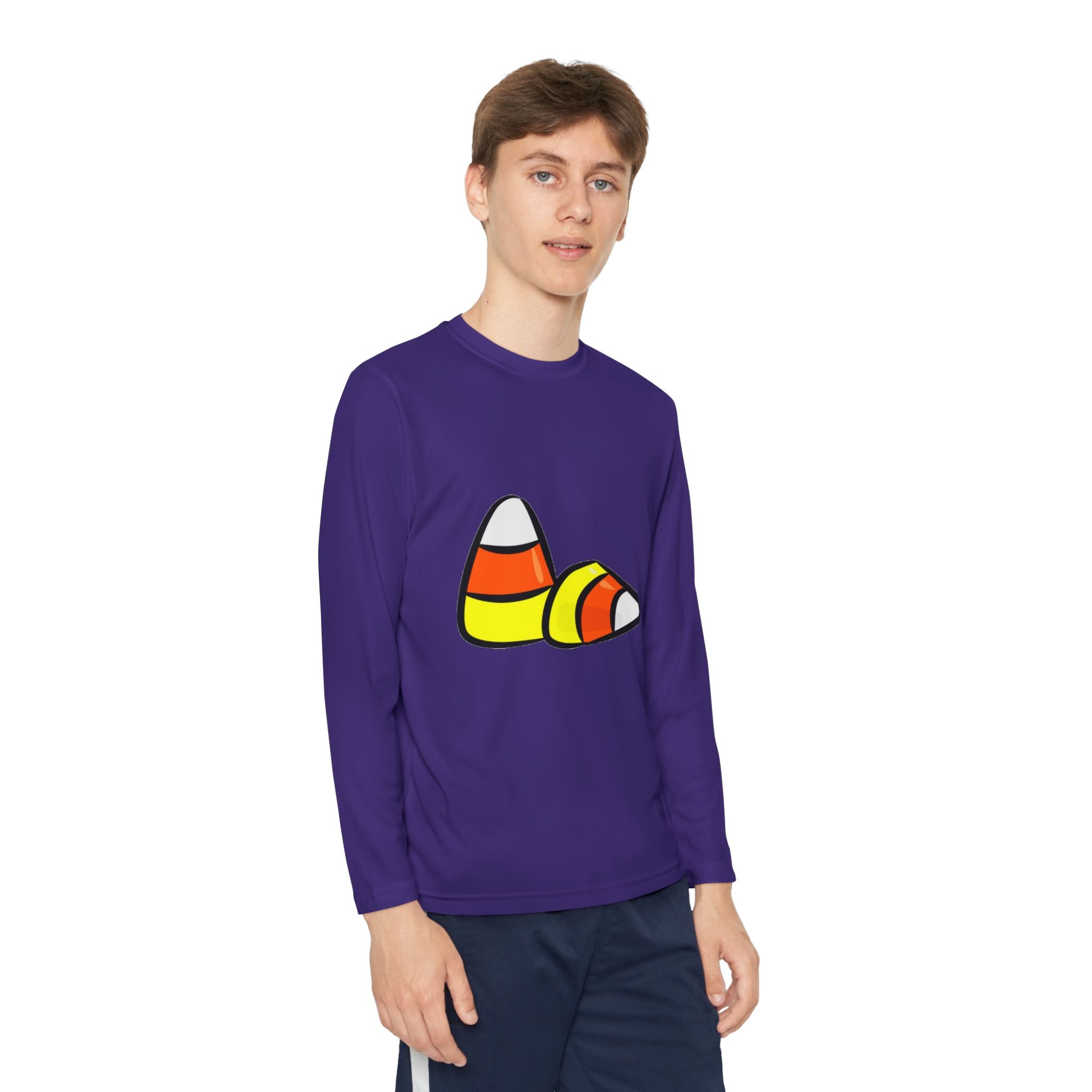 Halloween Candy Corn Youth Long Sleeve Competitor T-Shirt