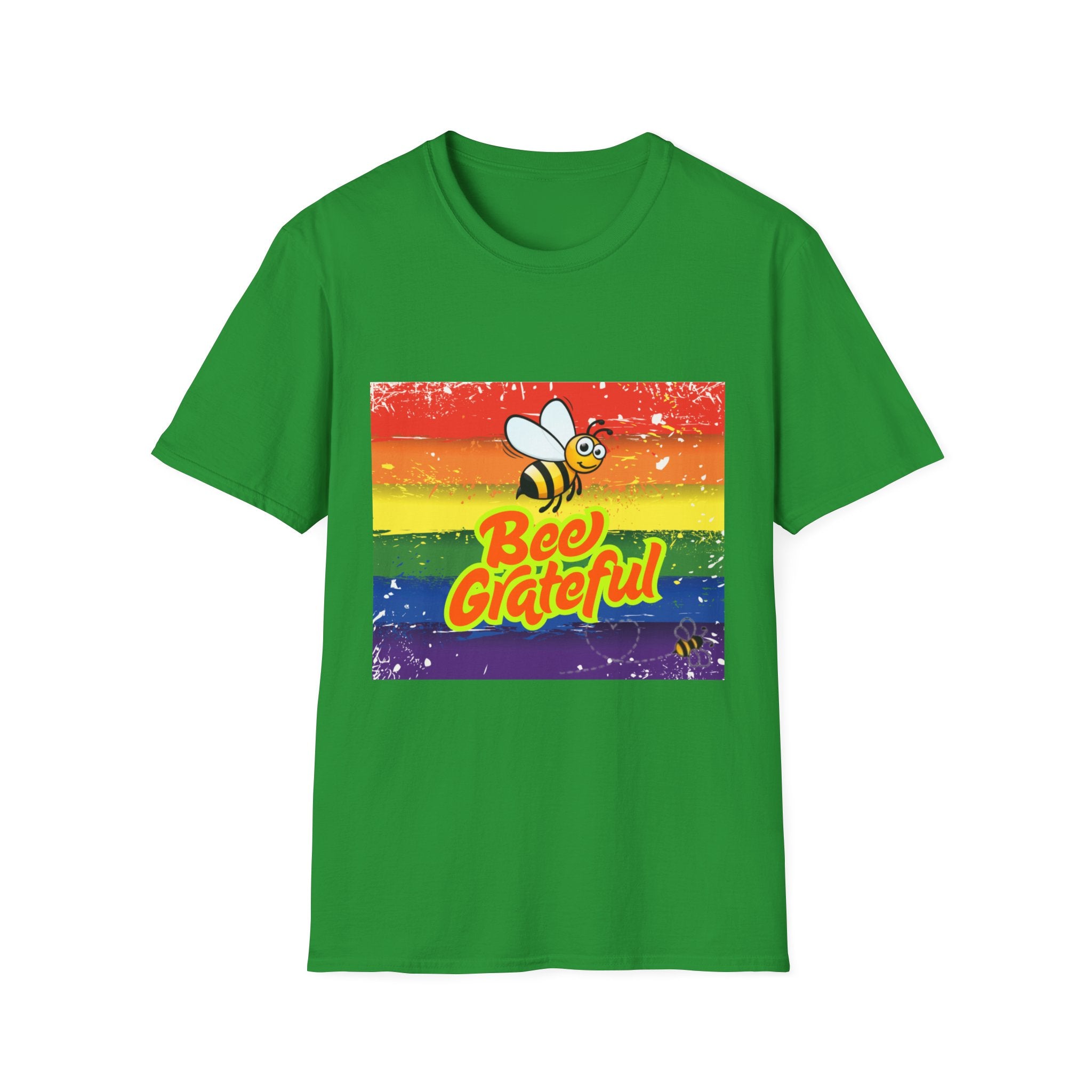 Bee Grateful Rainbow Unisex Softstyle T-Shirt