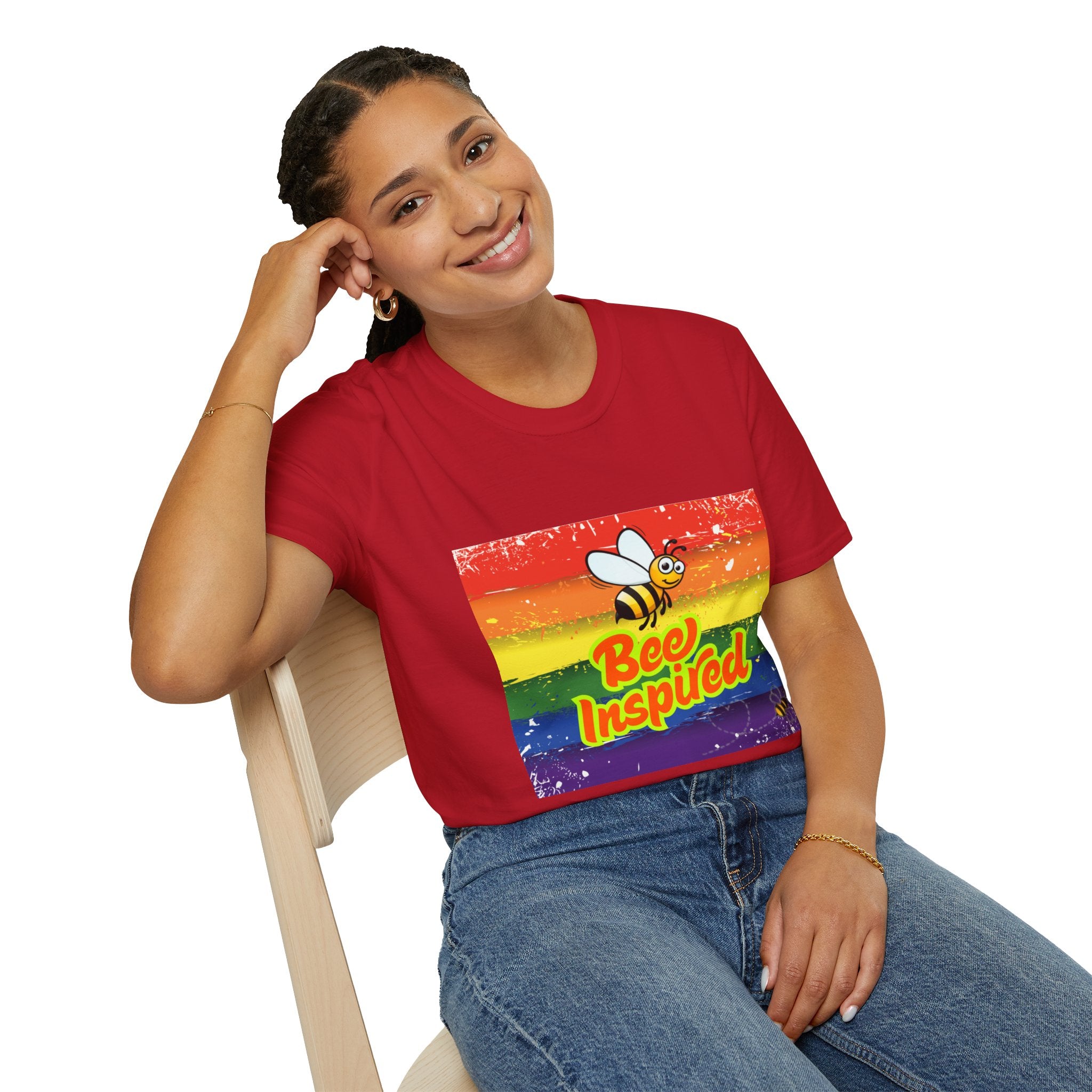 Bee Inspired Rainbow Unisex Softstyle T-Shirt