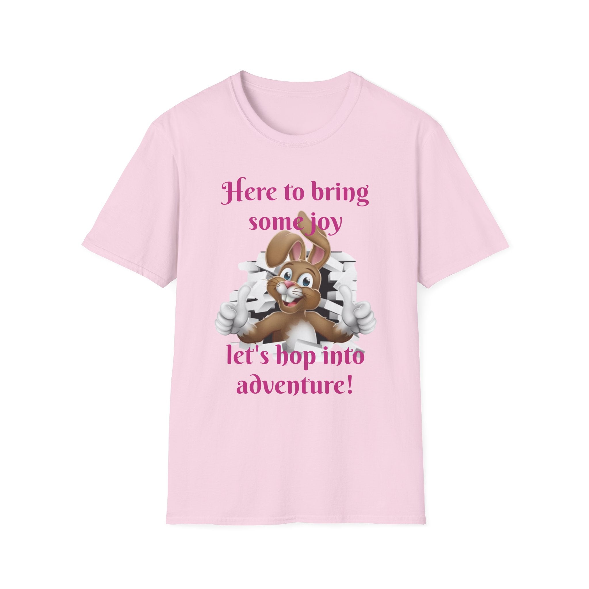 Here To Bring Some Joy Let's Hop Into Adventure Unisex Softstyle T-Shirt