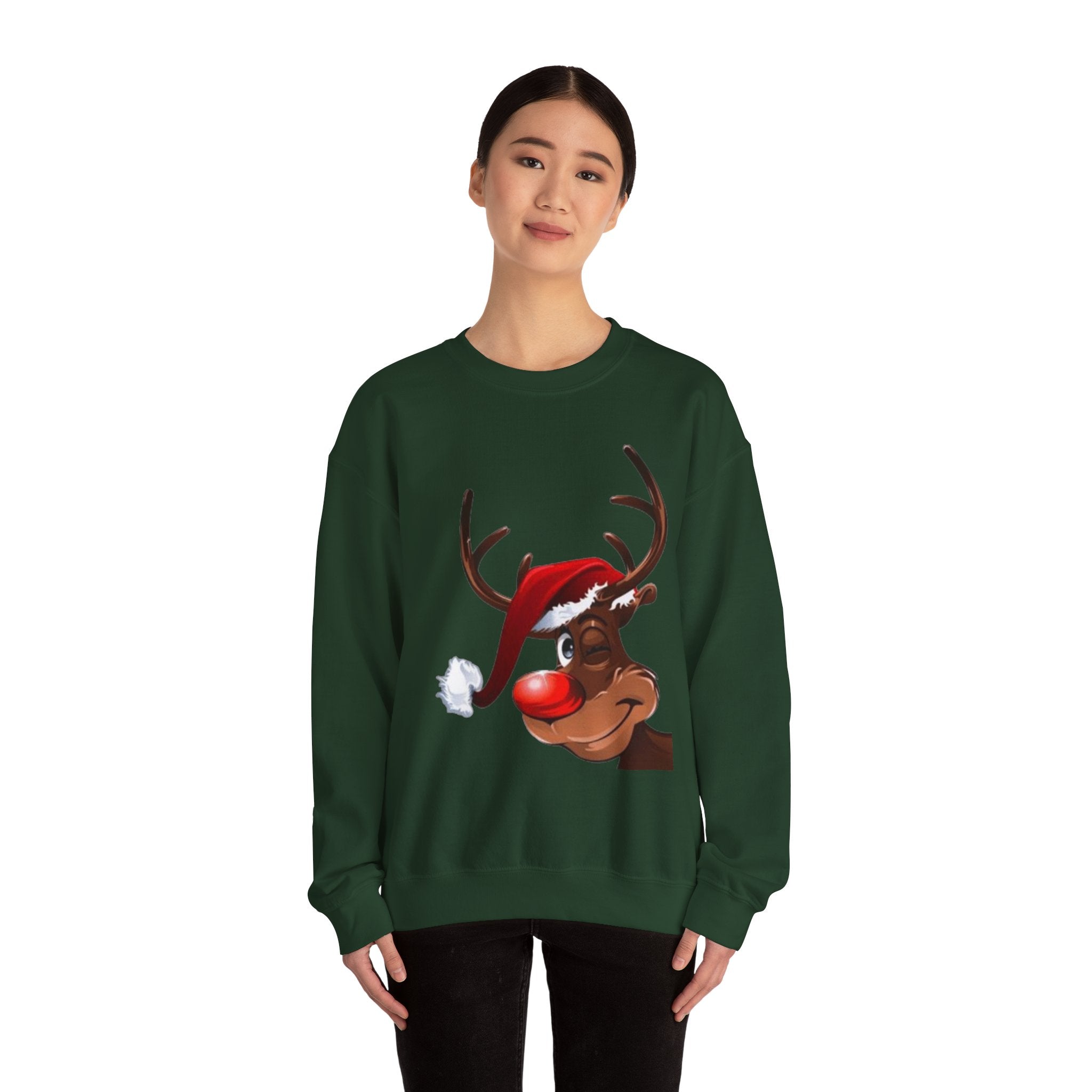Festive Reindeer Unisex Heavy Blend™ Crewneck Sweatshirt