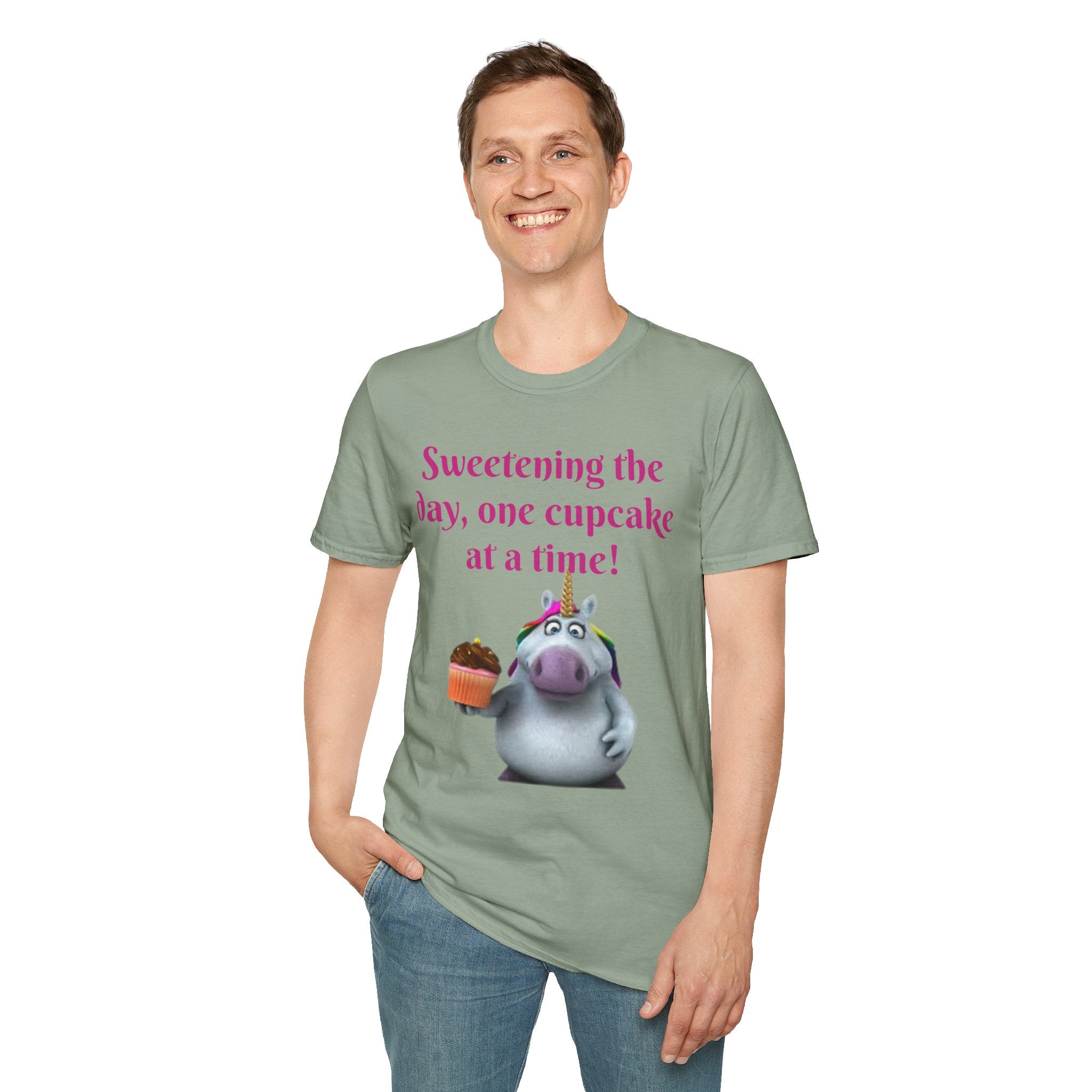 Sweetening The Day, One Cupcake At A Time! Unicorn Unisex Softstyle T-Shirt