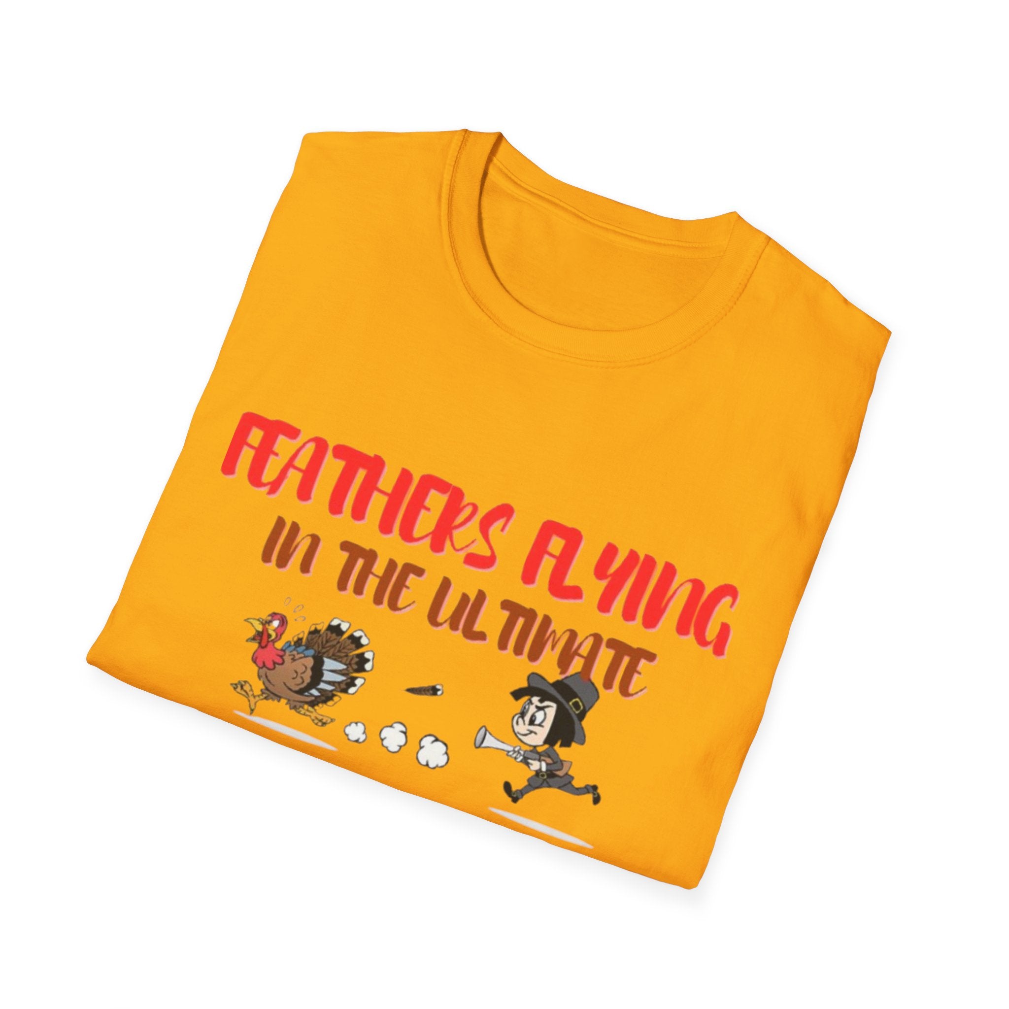 Feathers Flying In The Ultimate Thanksgiving Showdown Unisex Softstyle T-Shirt