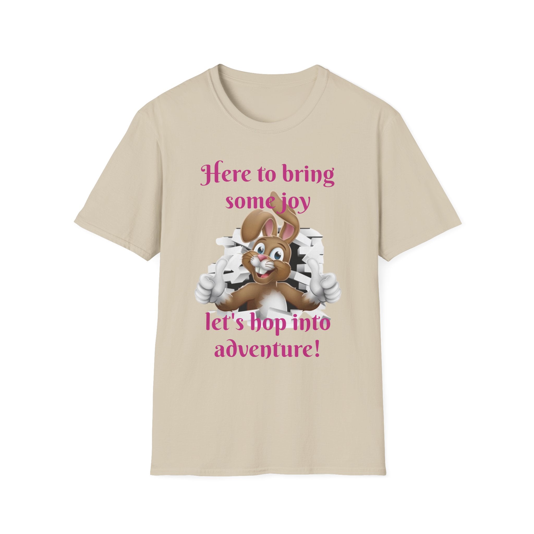 Here To Bring Some Joy Let's Hop Into Adventure Unisex Softstyle T-Shirt