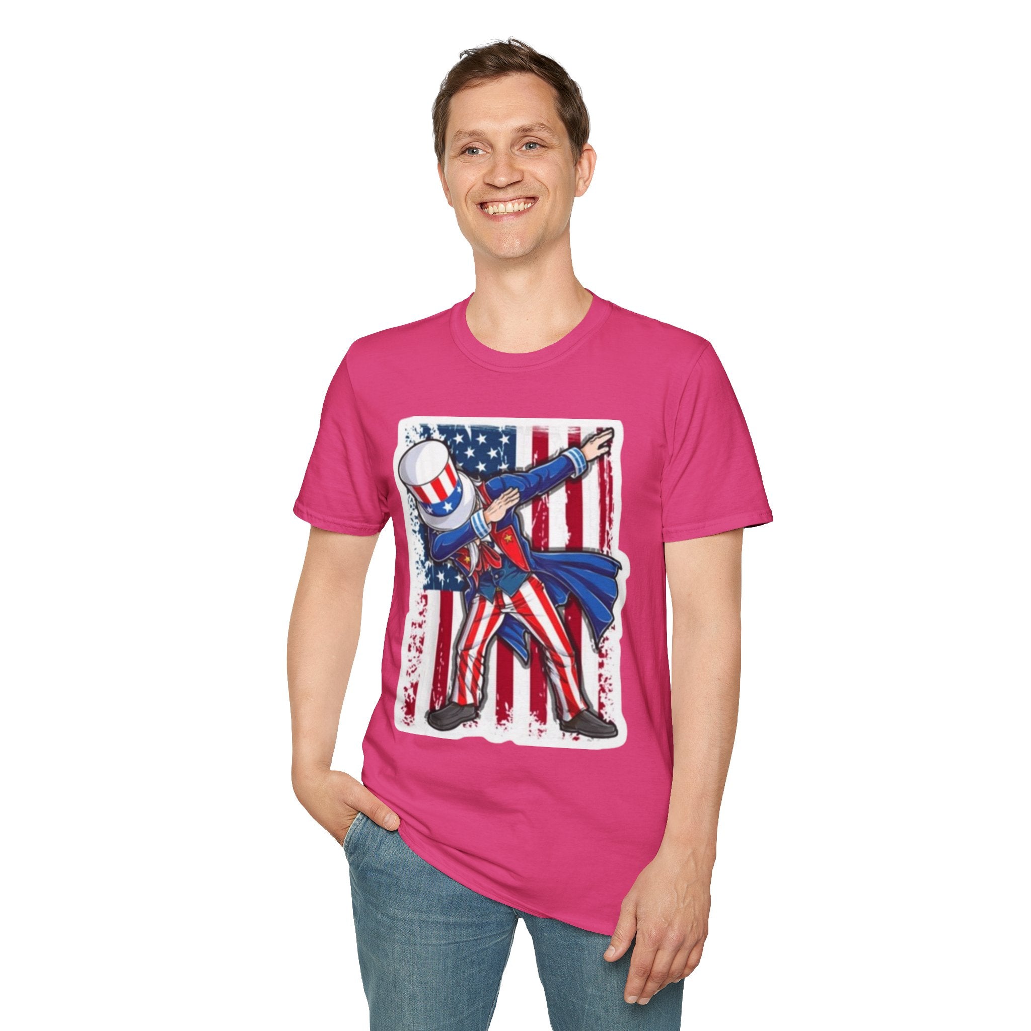 Patriotic Uncle Sam Dabbing Unisex Softstyle T-Shirt